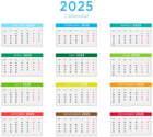 2025 Calendar with Colors Clipart