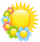 Spring Sun with Flowers Clipart