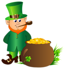 Leprechaun with Pot of Gold Transparent PNG Clip Art Image