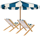 Beach Chairs and Umbrella PNG Clip Art Image