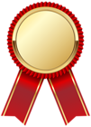 Gold Medal with Red Ribbon PNG Clipart Picture