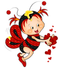 Valentine Red Bee with Hearts PNG Clipart Picture