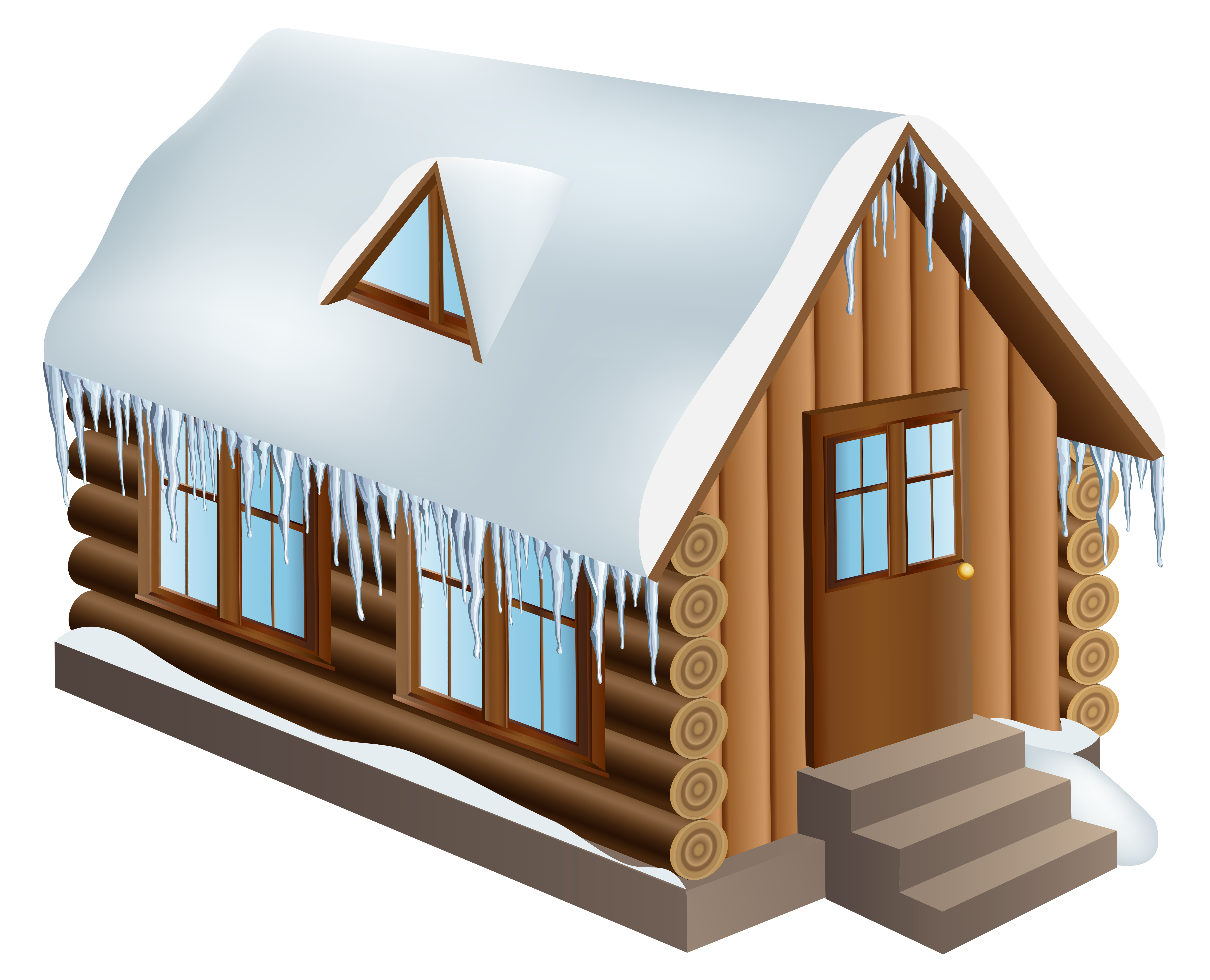 snowy log cabin clip art