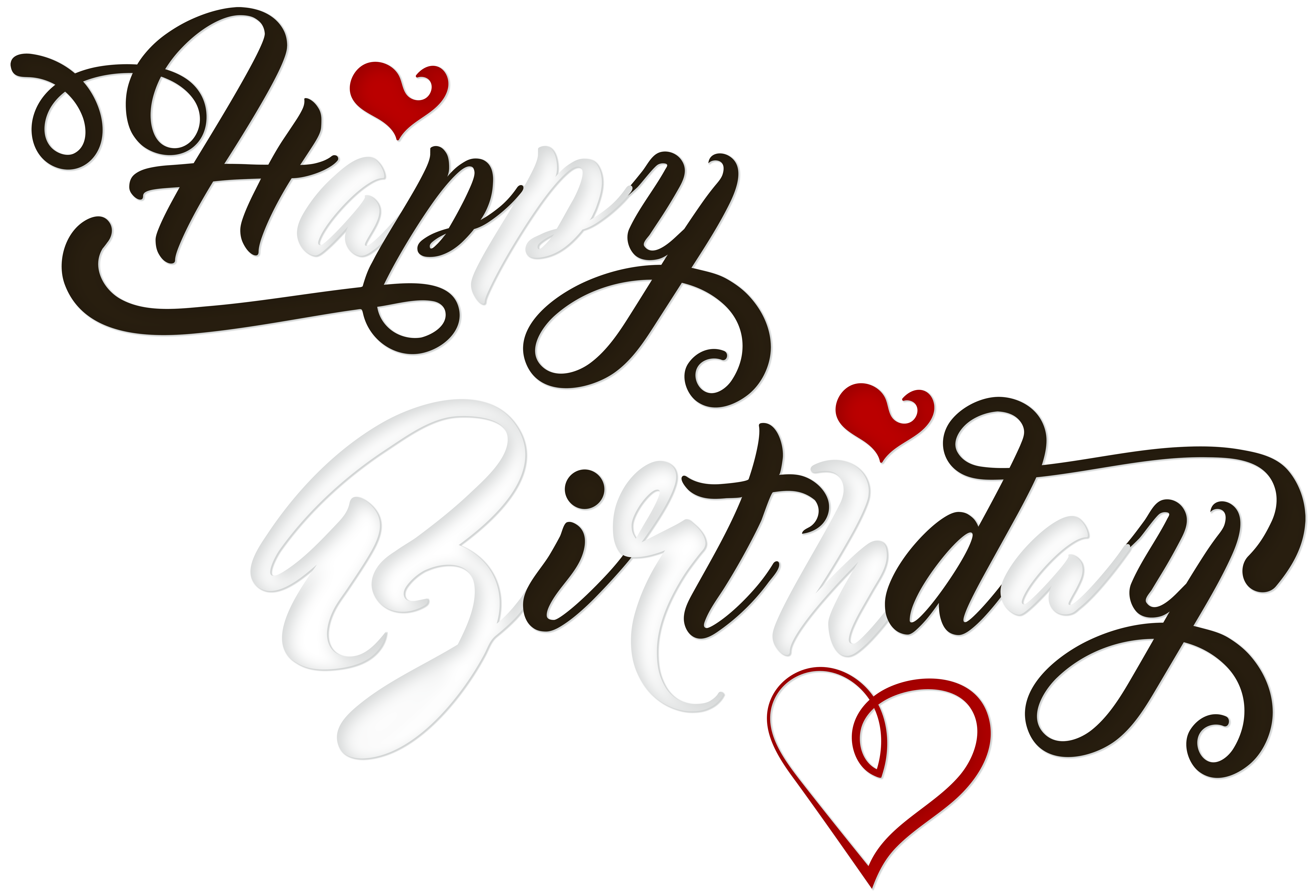 Happy Birthday Black and White PNG Transparent Clip Art Image​