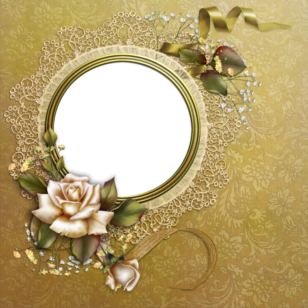 Round frame with rose flower By ESHA