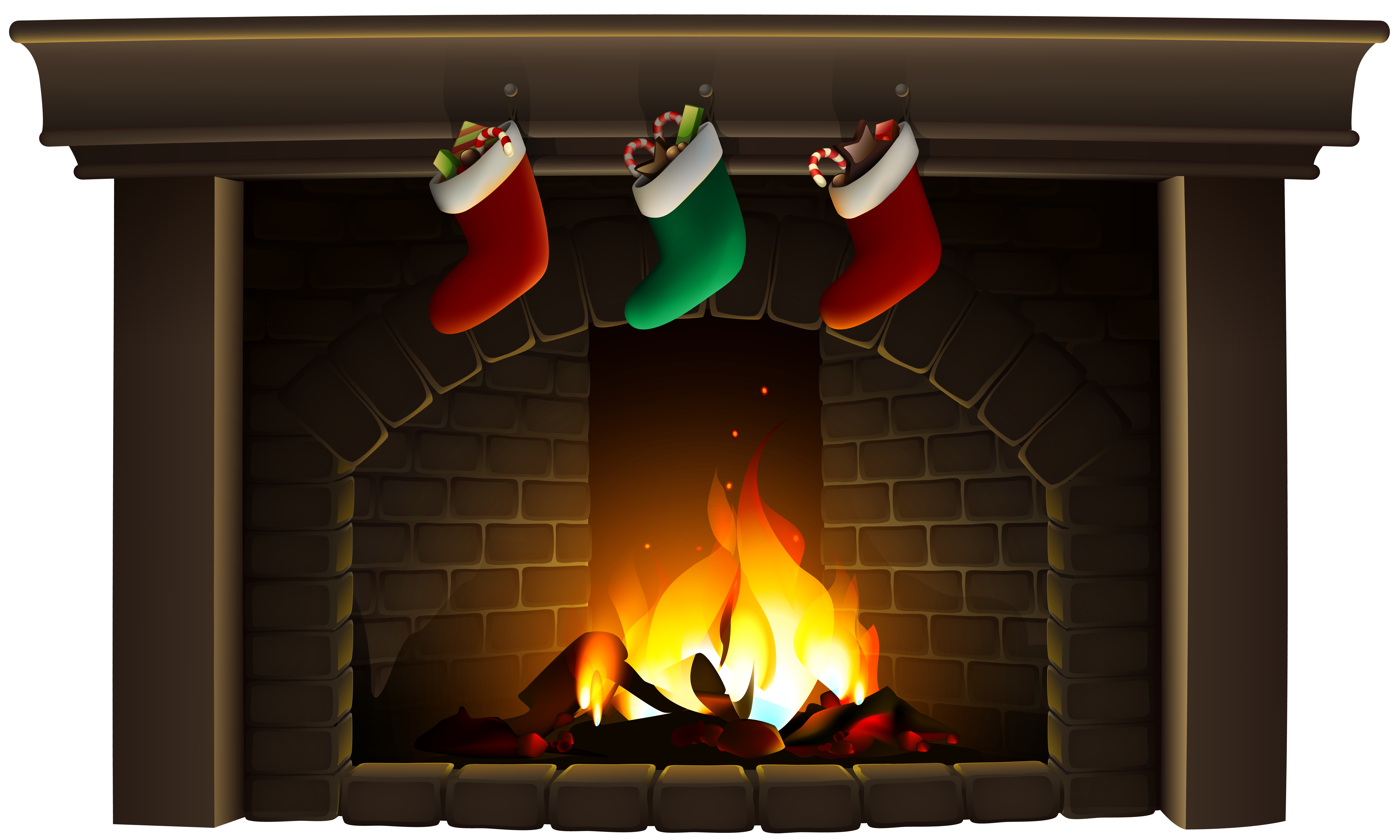 christmas stockings fireplace clipart