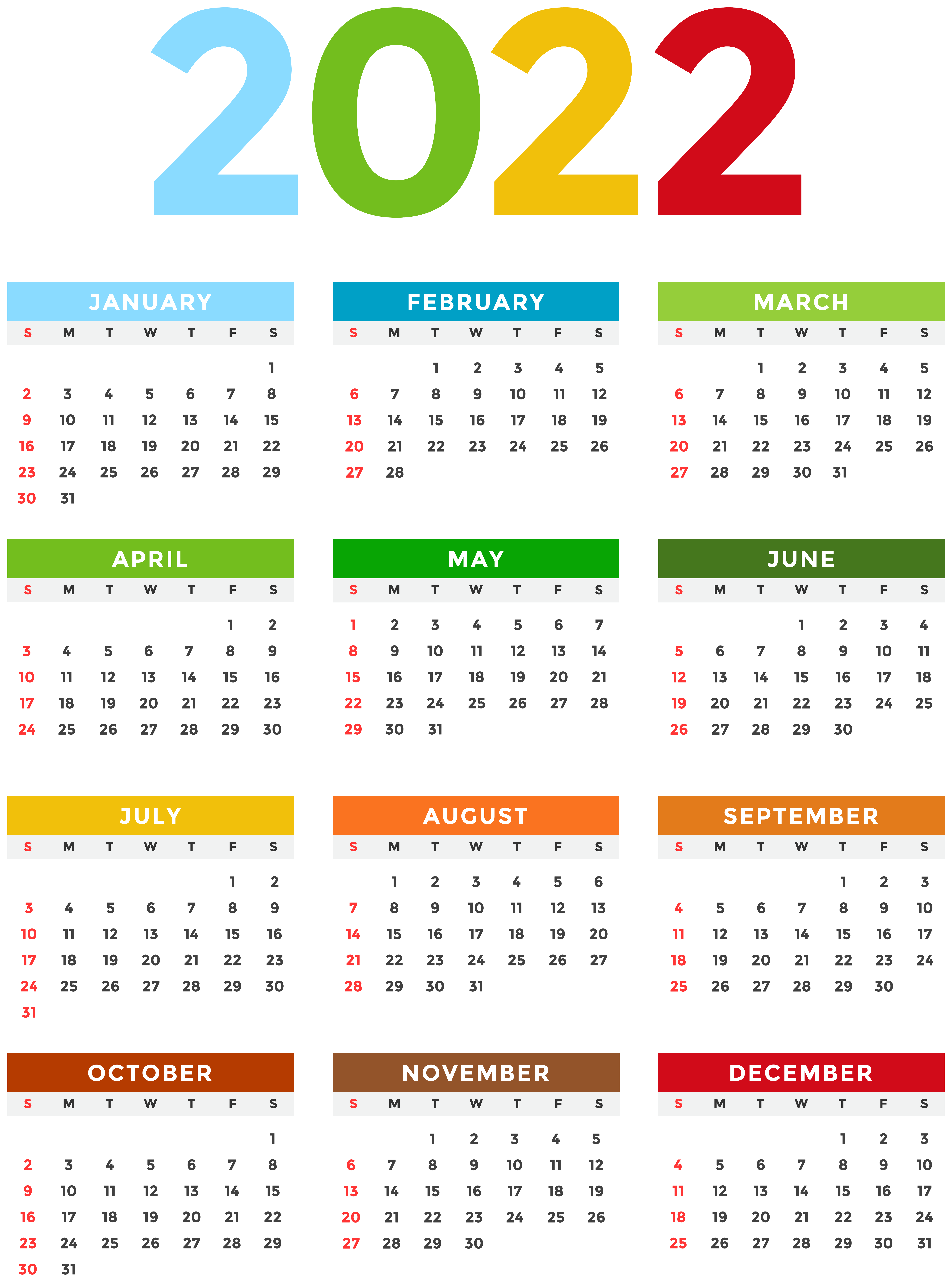 Colorful Calendar 2022 2022 Calendar Colorful Transparent Image​ | Gallery Yopriceville -  High-Quality Free Images And Transparent Png Clipart