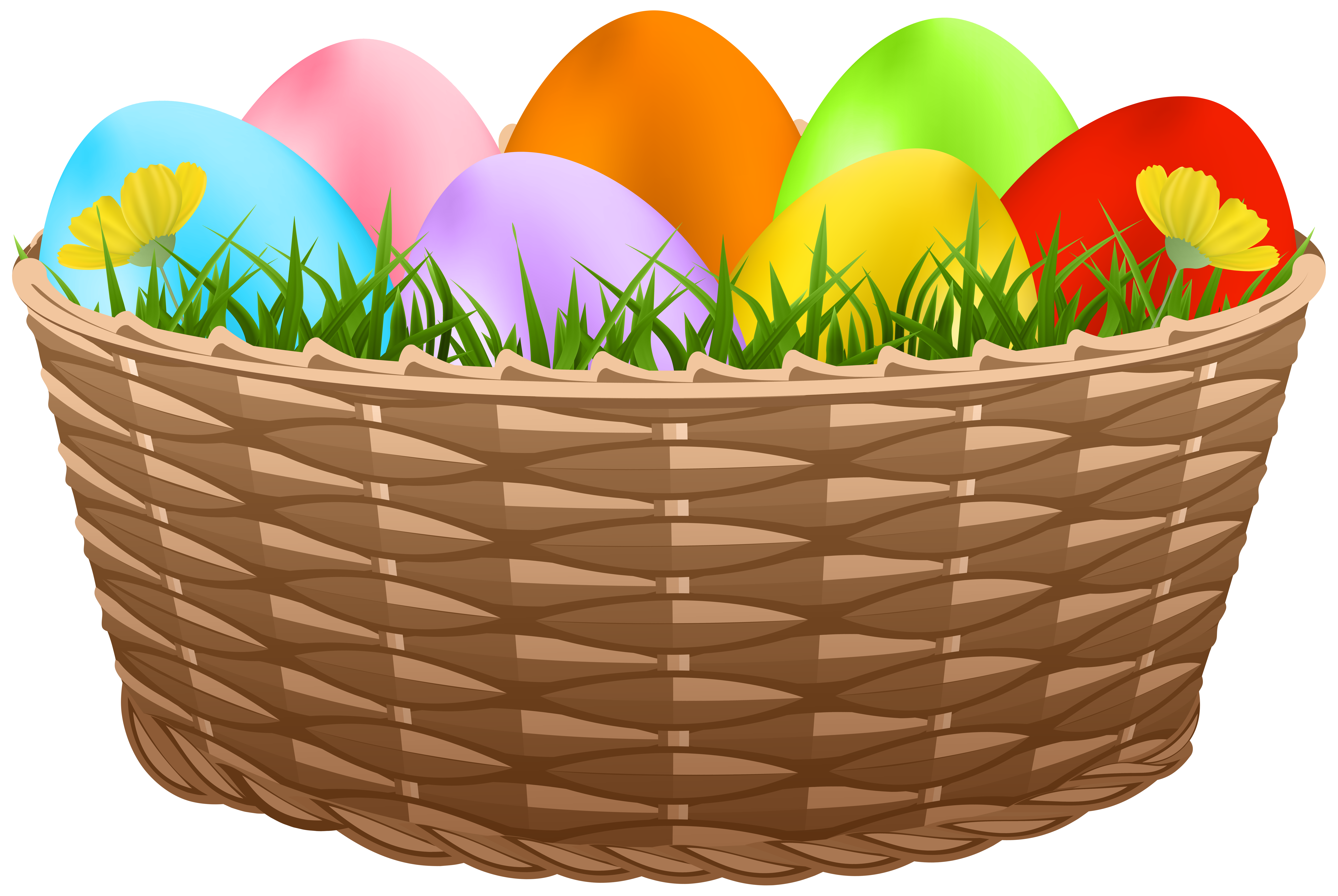 Easter Eggs in Basket PNG Transparent Clipart​