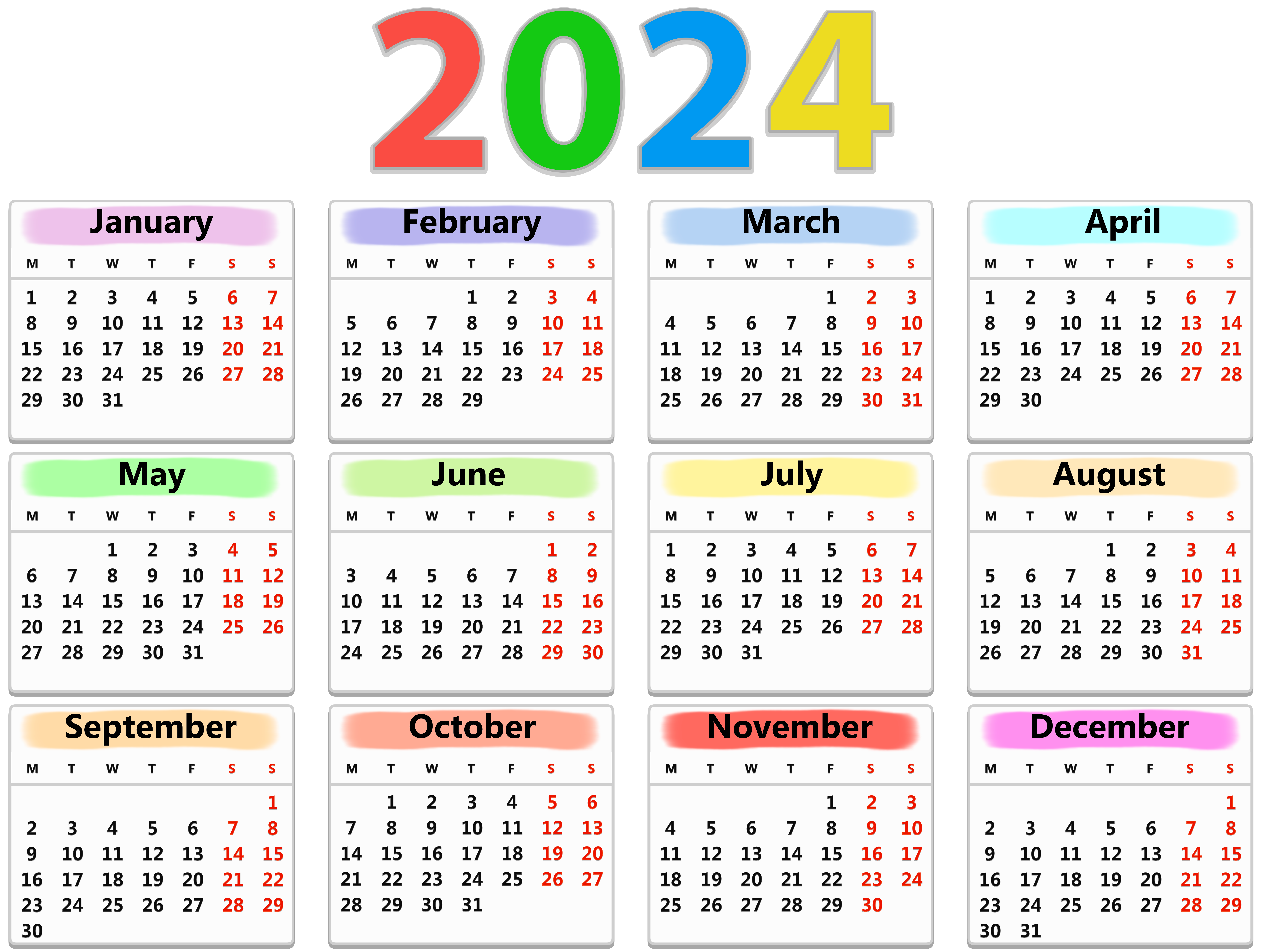 Calendar 2024 Banque d'images vectorielles - Alamy
