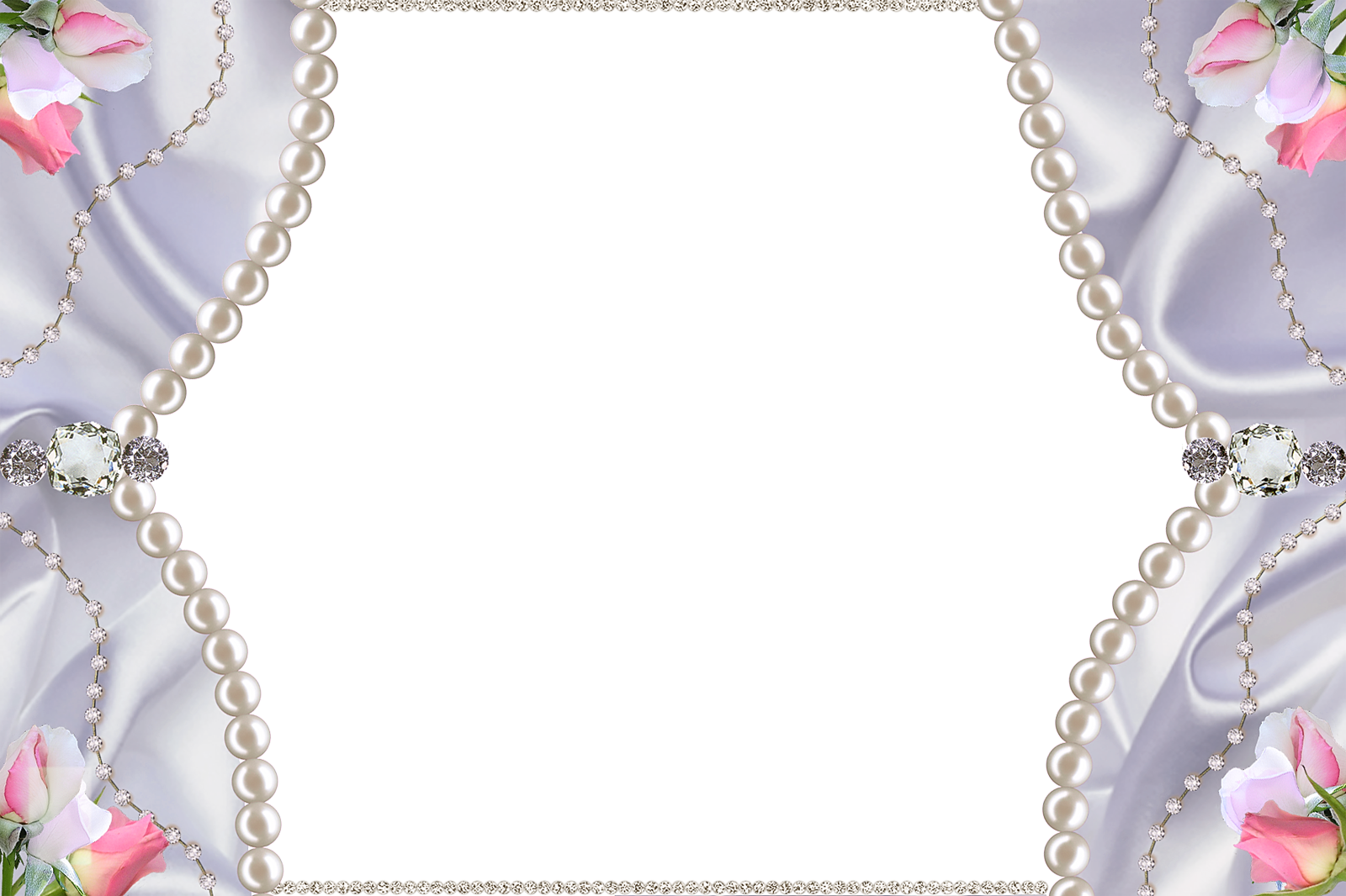 Delicate Png Photo Frame With Pearls Diamonds And Roses Gallery Yopriceville High Quality Images And Transparent Png Free Clipart