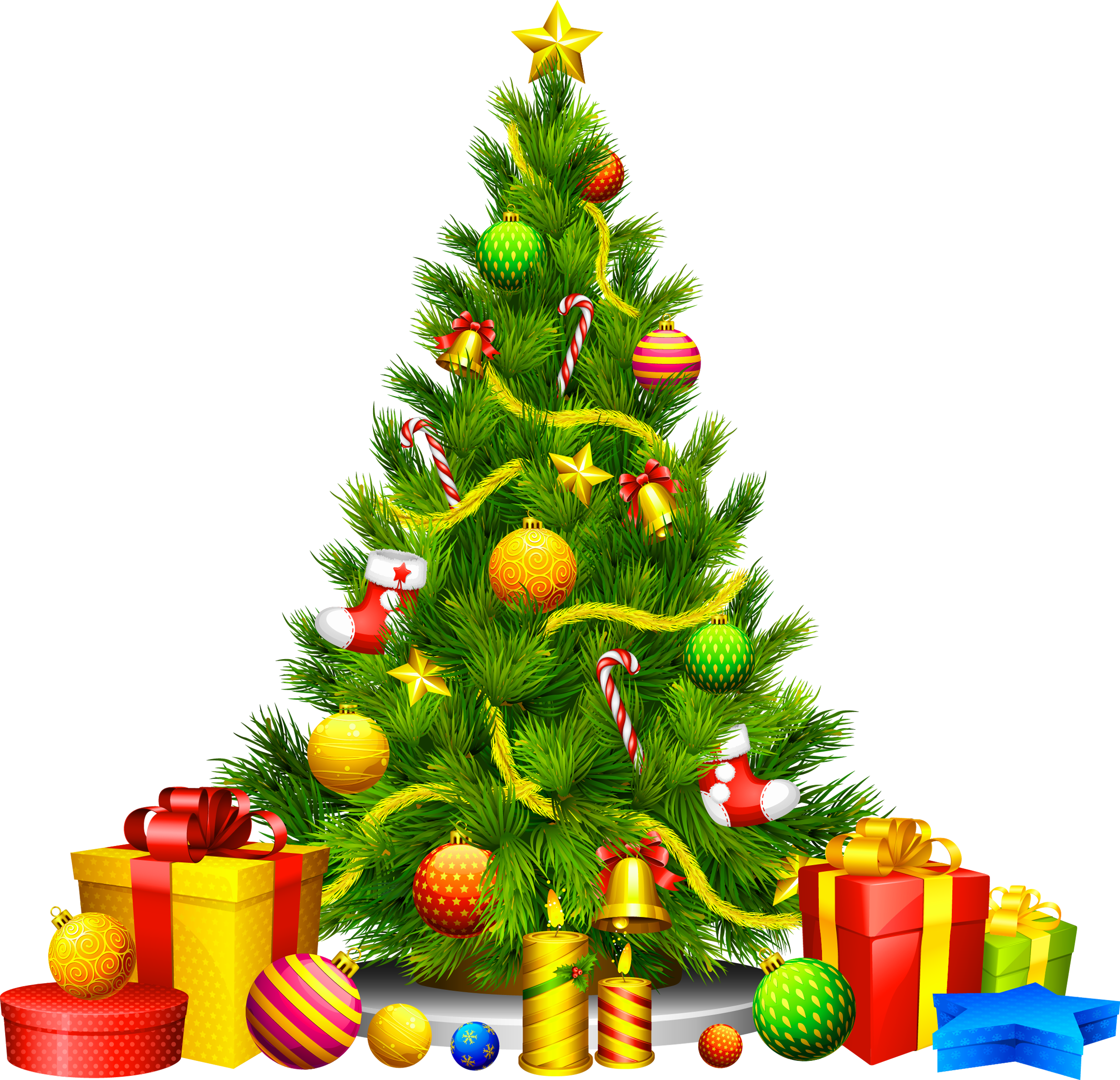 christmas tree with presents clipart