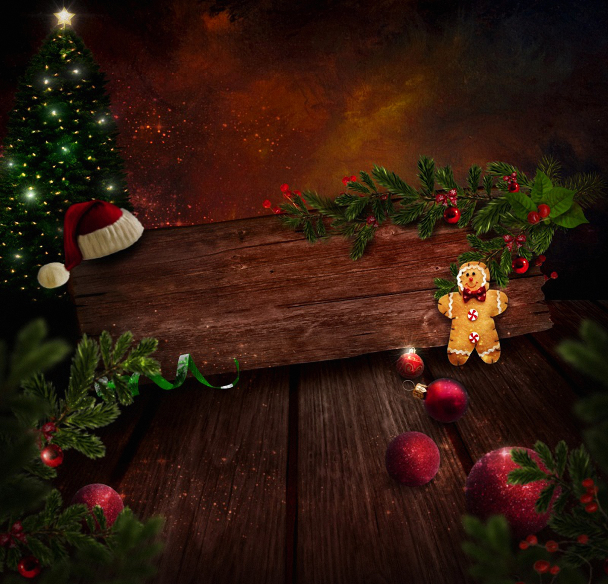 Free Simple Dark Photo Christmas Desktop Wallpaper