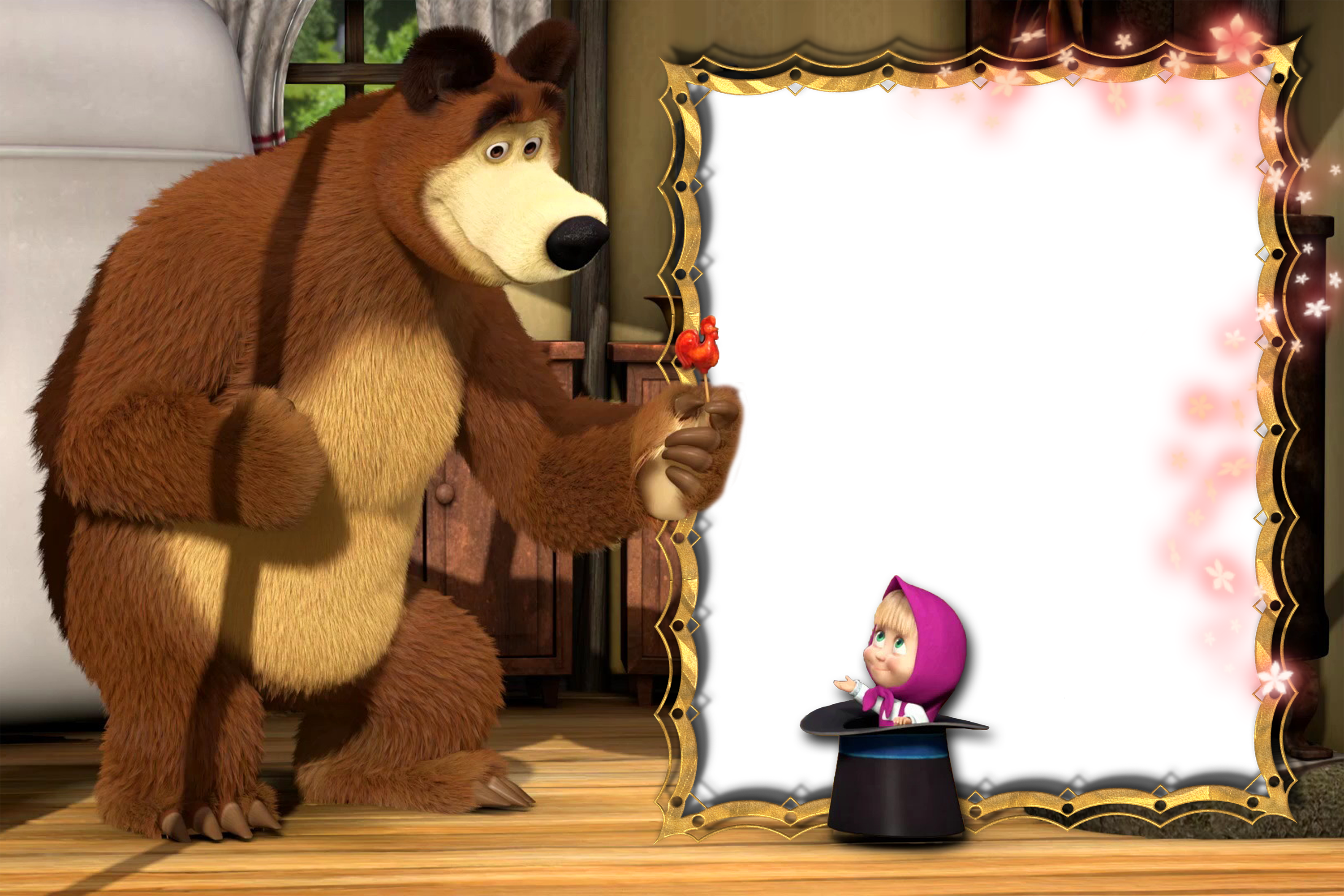 Transparent Masha and the Bear PNG Kids Photo Frame​