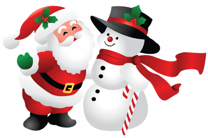 Christmas Santa and Snowman PNG Clipart​