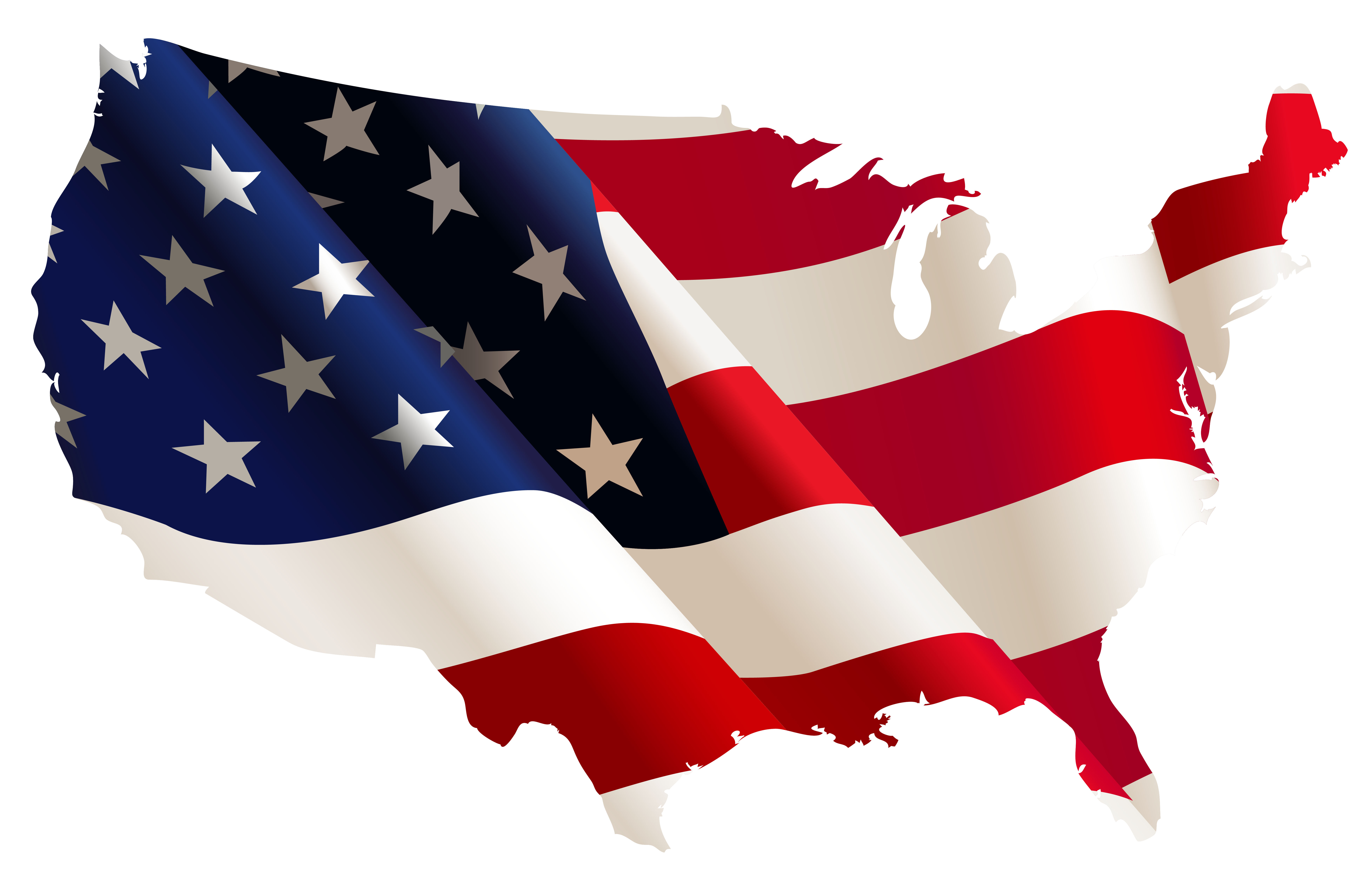 USA Flag Map PNG Clip Art Image​