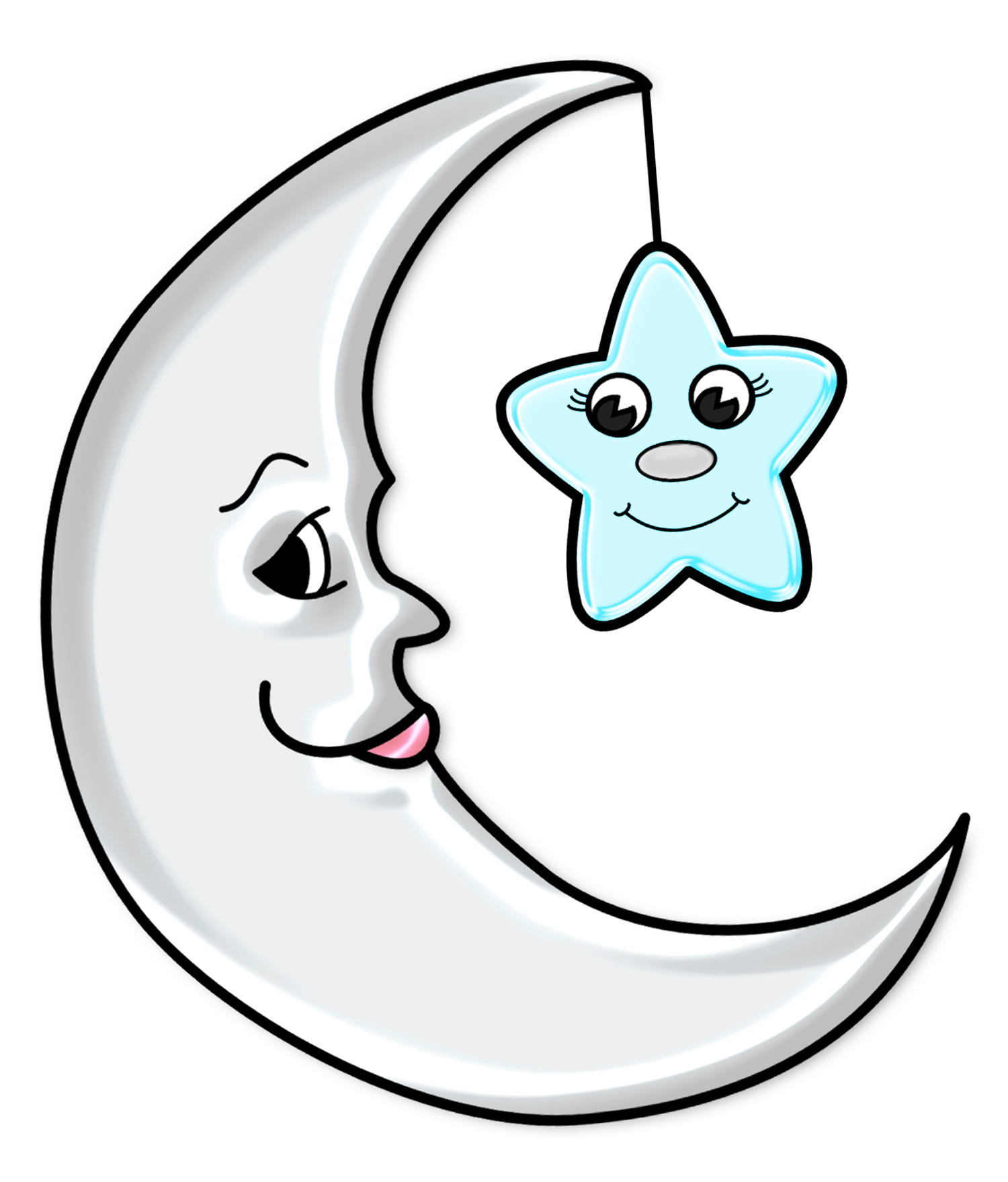 Cute Moon with Star Transparent PNG Picture​