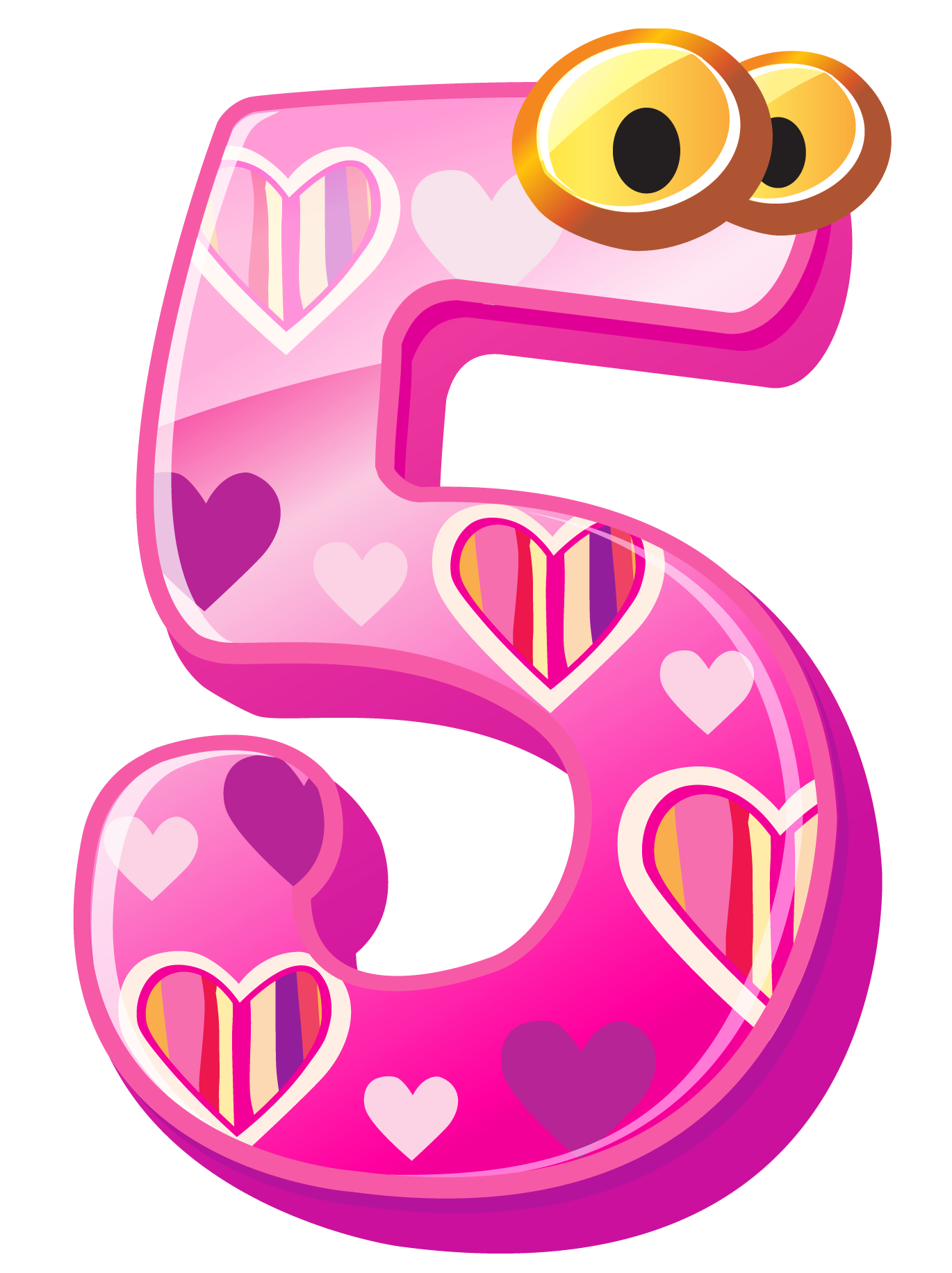 pink number 5 clipart