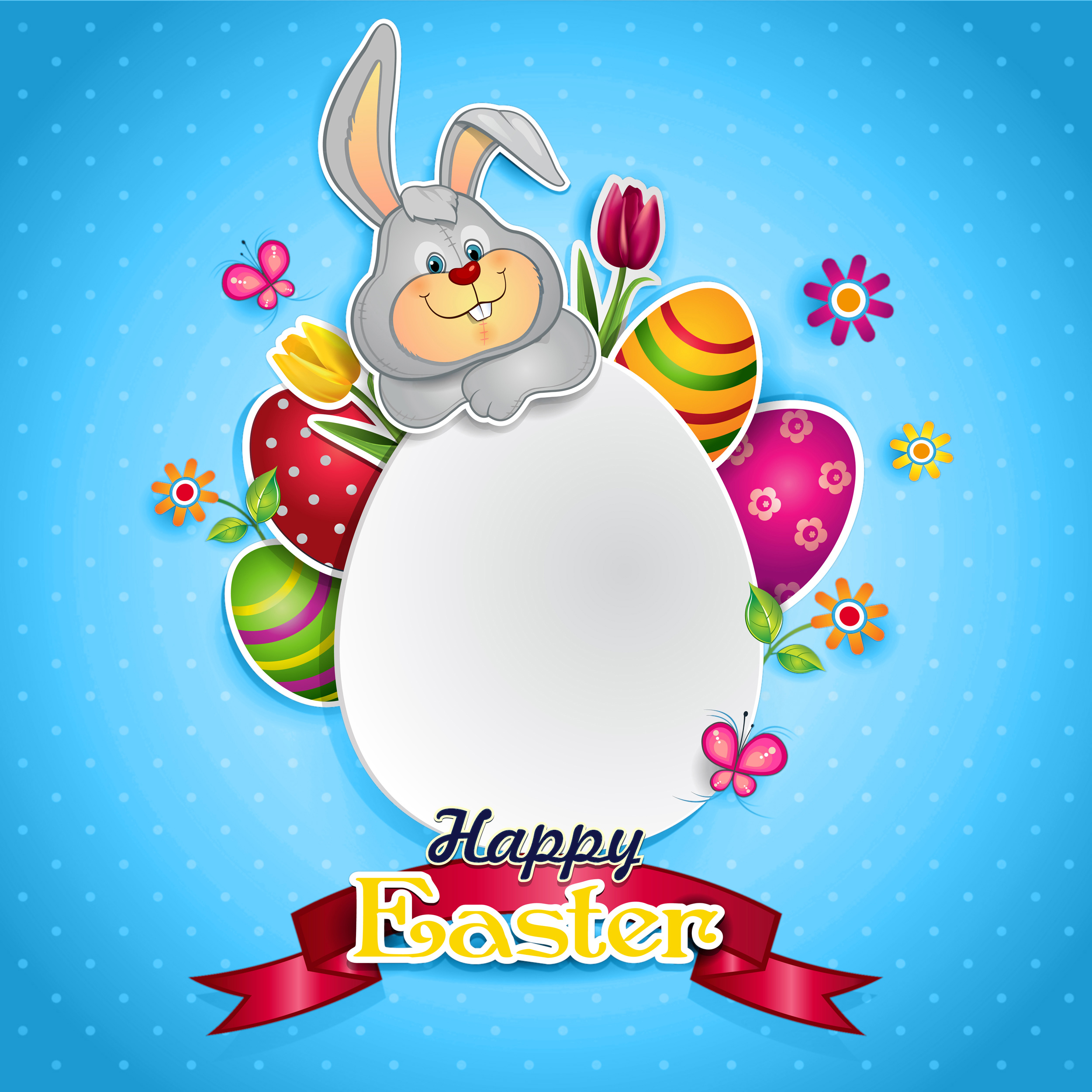 Blue Happy Easter Background with Bunny​ | Gallery Yopriceville -  High-Quality Free Images and Transparent PNG Clipart