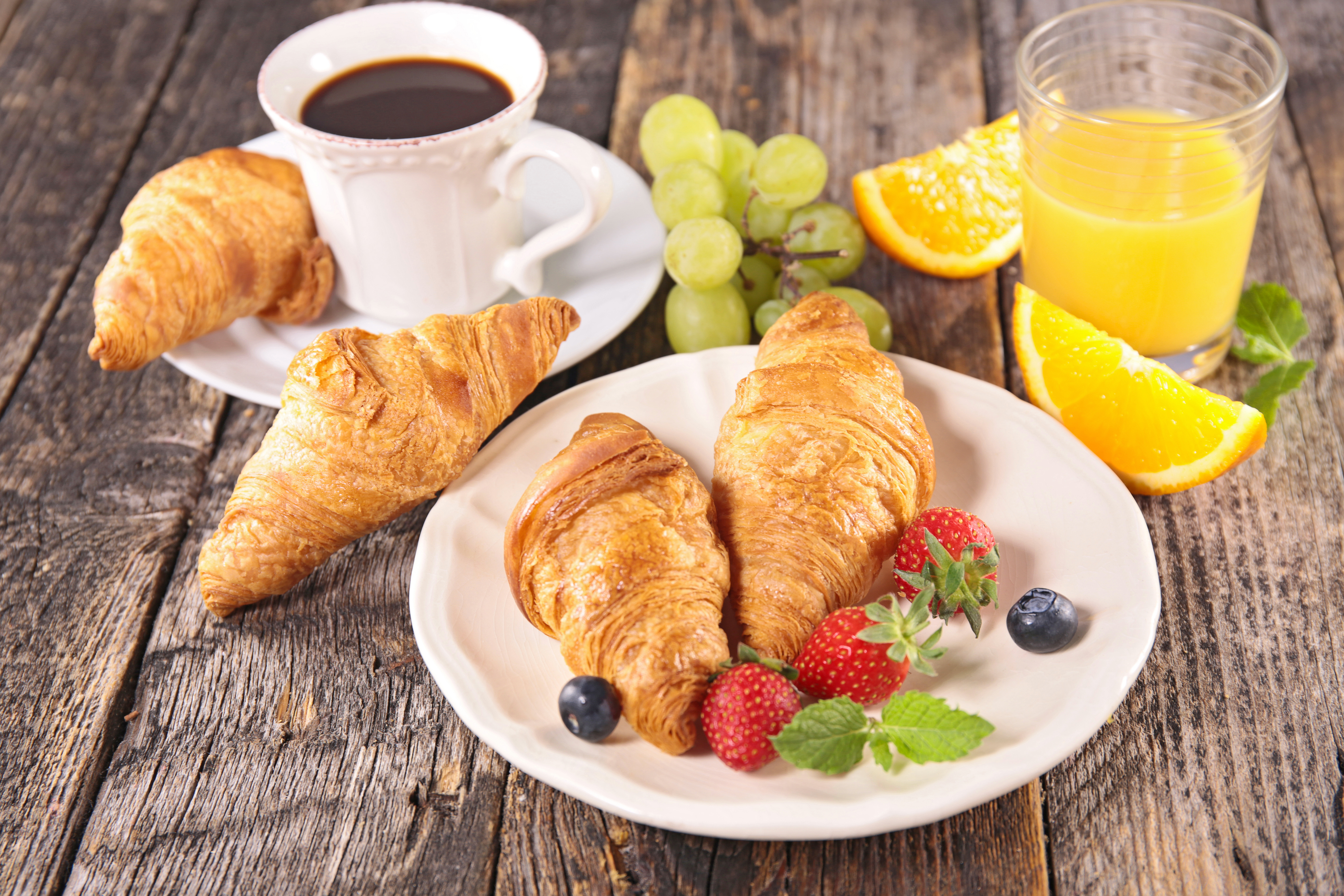 Breakfast With Croissants And Coffee Background Breakfast With Croissants And Coffee Background