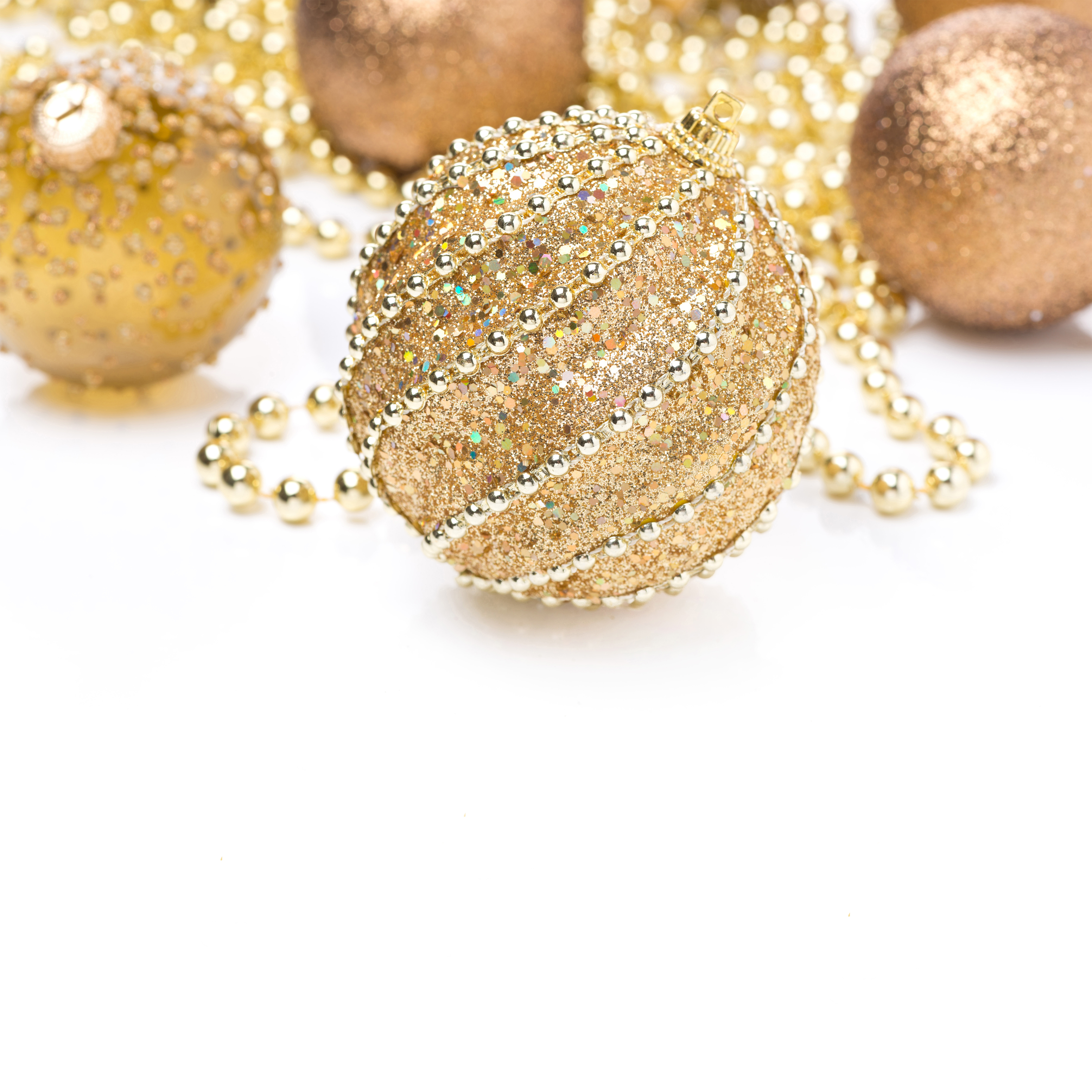 gold and white christmas balls