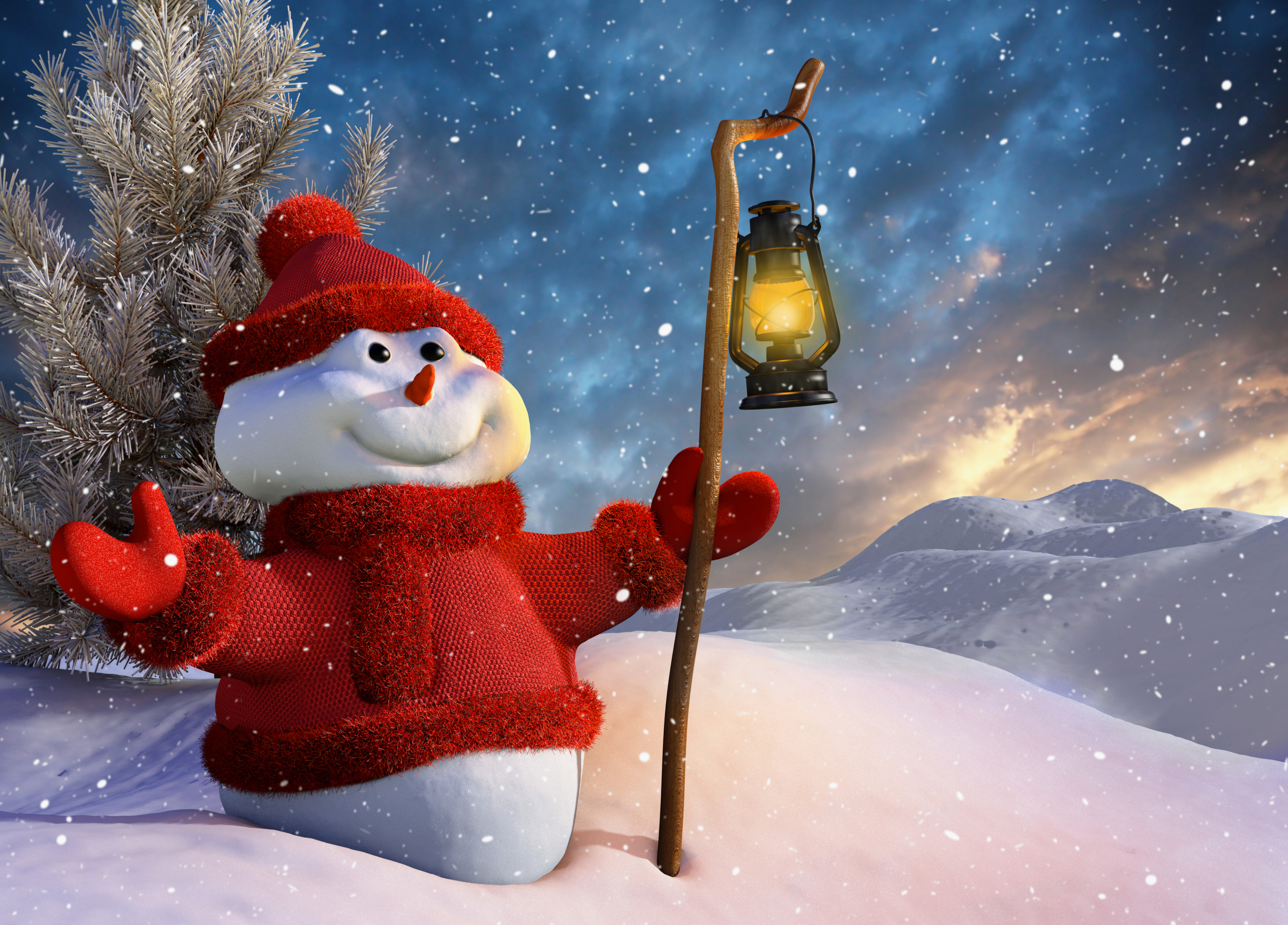Cute Winter Snowman Background​