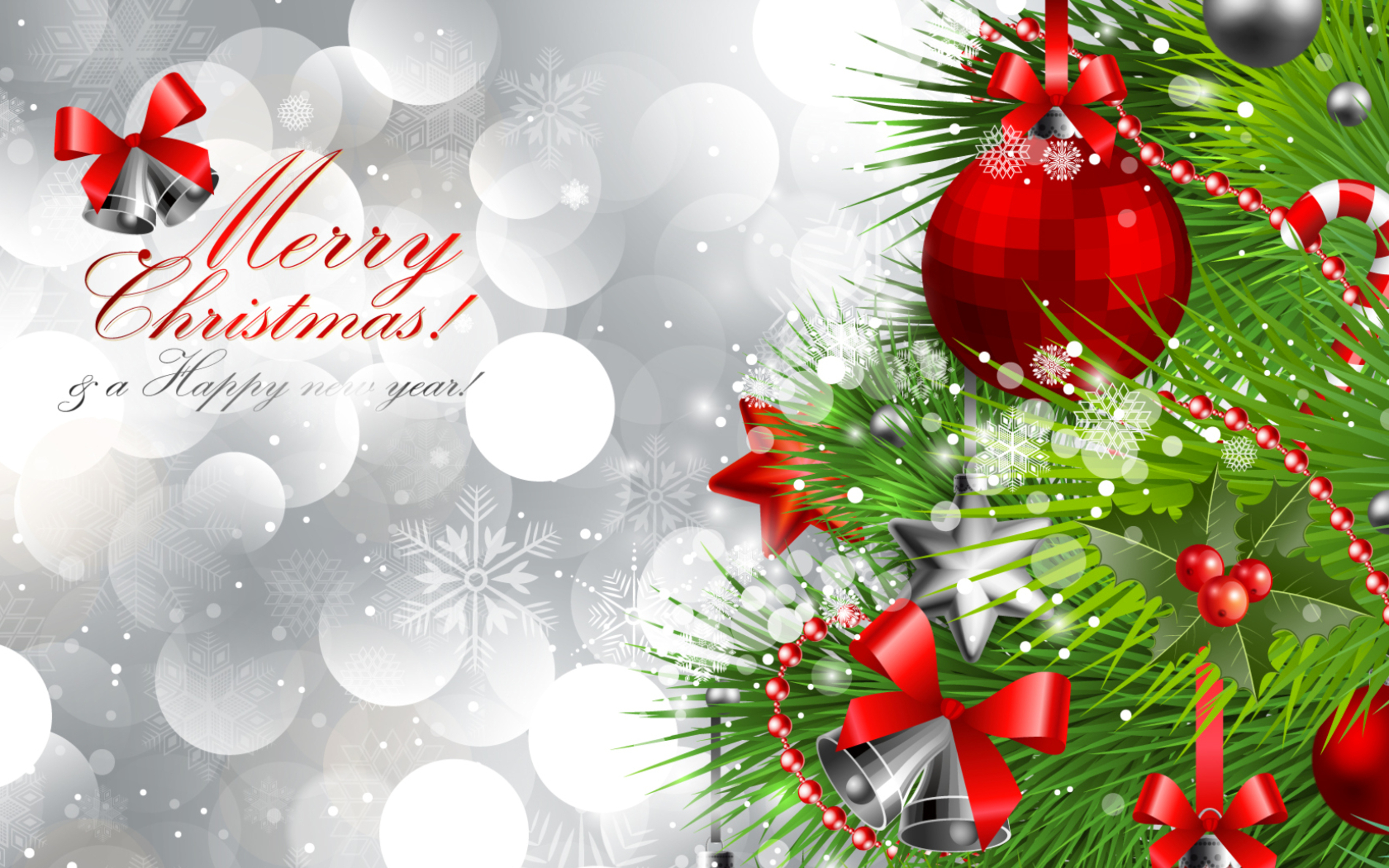 Merry Christmas and Happy New Year Silver Background | Gallery Yopriceville - High-Quality ...