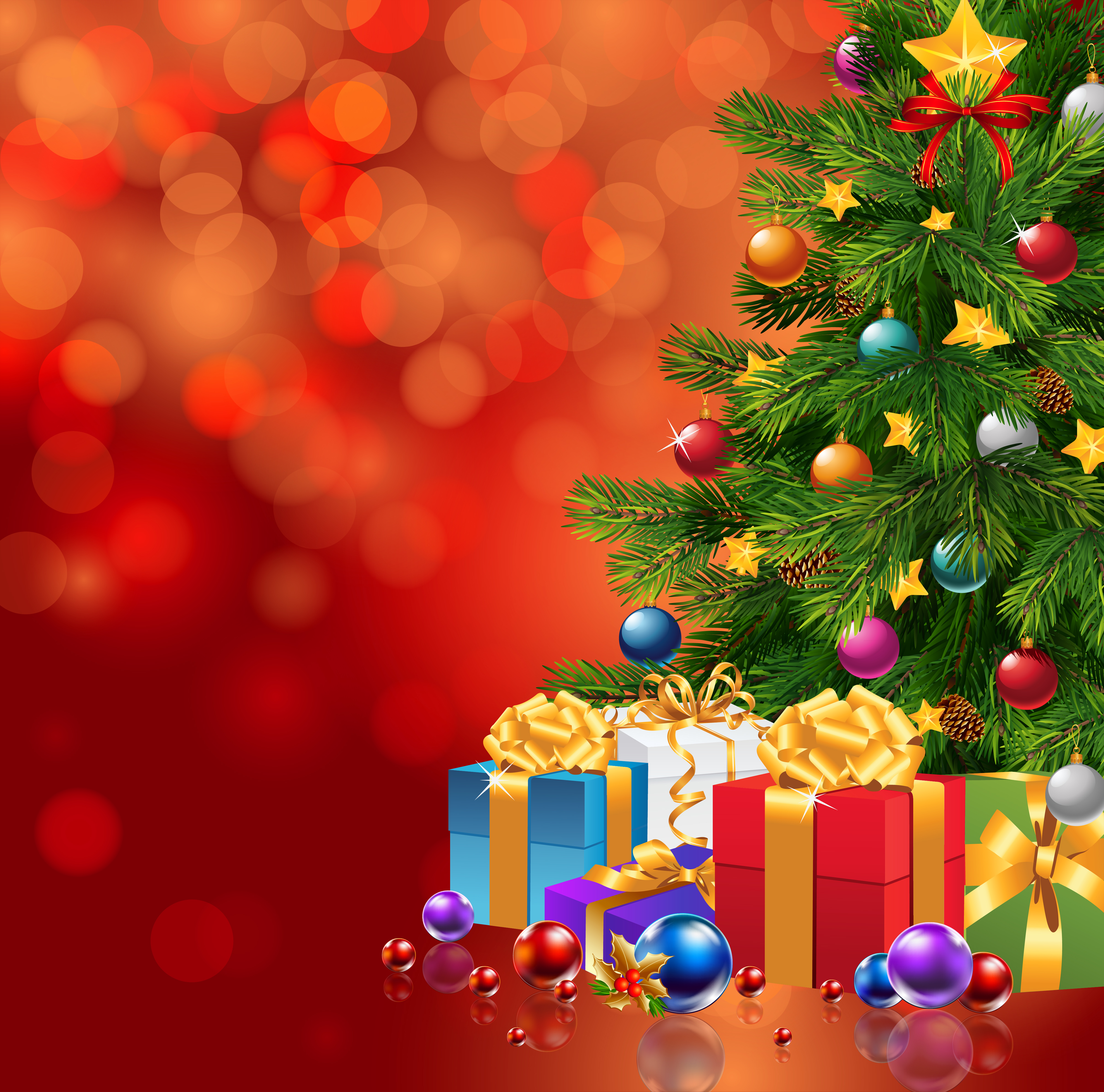 Red Christmas Background with Xmas Tree and Gifts​ | Gallery Yopriceville -  High-Quality Free Images and Transparent PNG Clipart