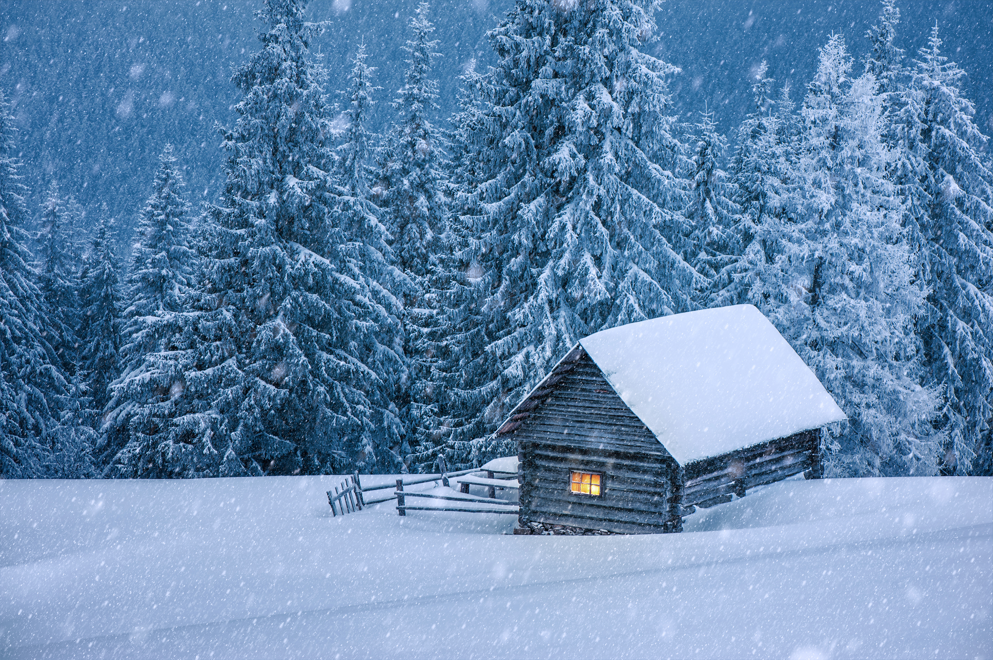 winter cabin clipart