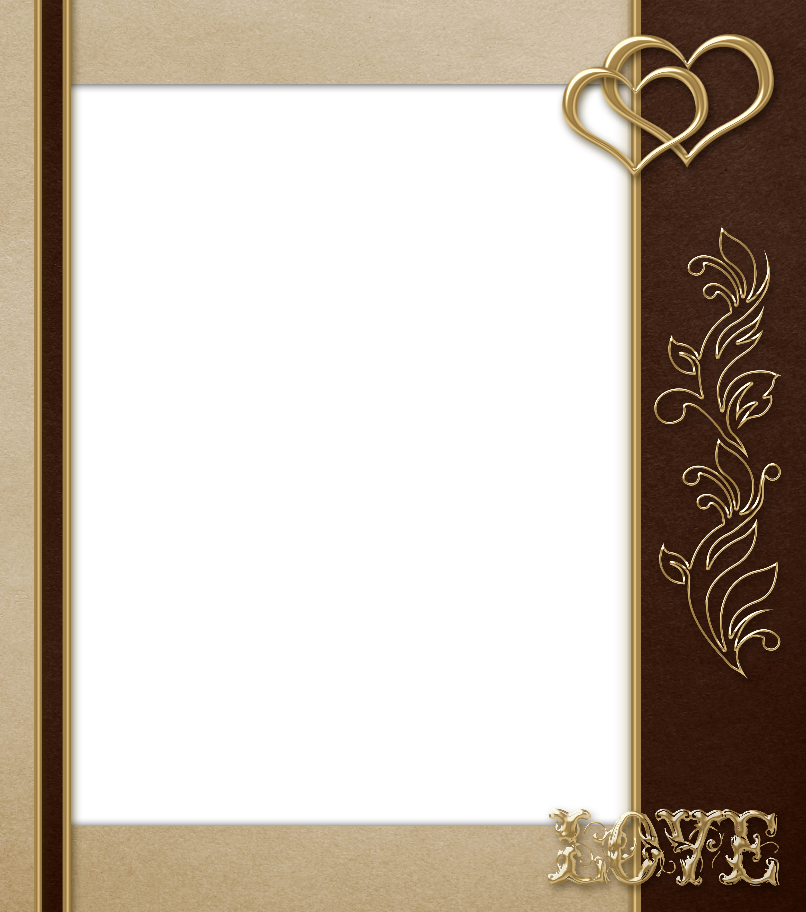 Elegant Transparent Brown With Gold Love Png Frame Gallery Yopriceville High Quality Images And Transparent Png Free Clipart