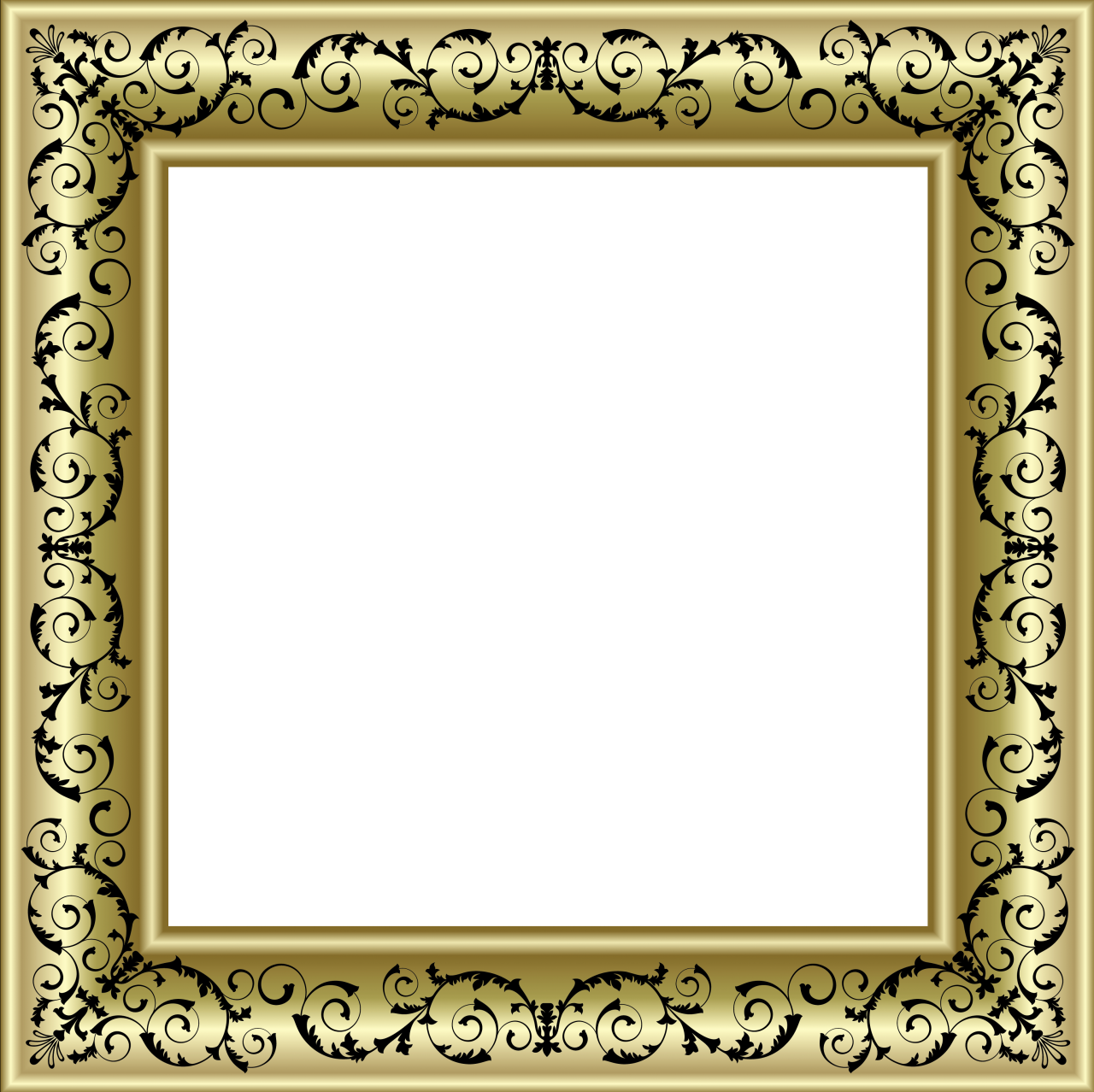 Gold Photo Frame PNG with Black Ornaments | Gallery Yopriceville - High