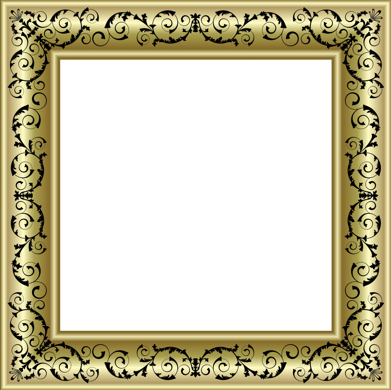 Gold Photo Frame PNG with Black Ornaments | Gallery ...