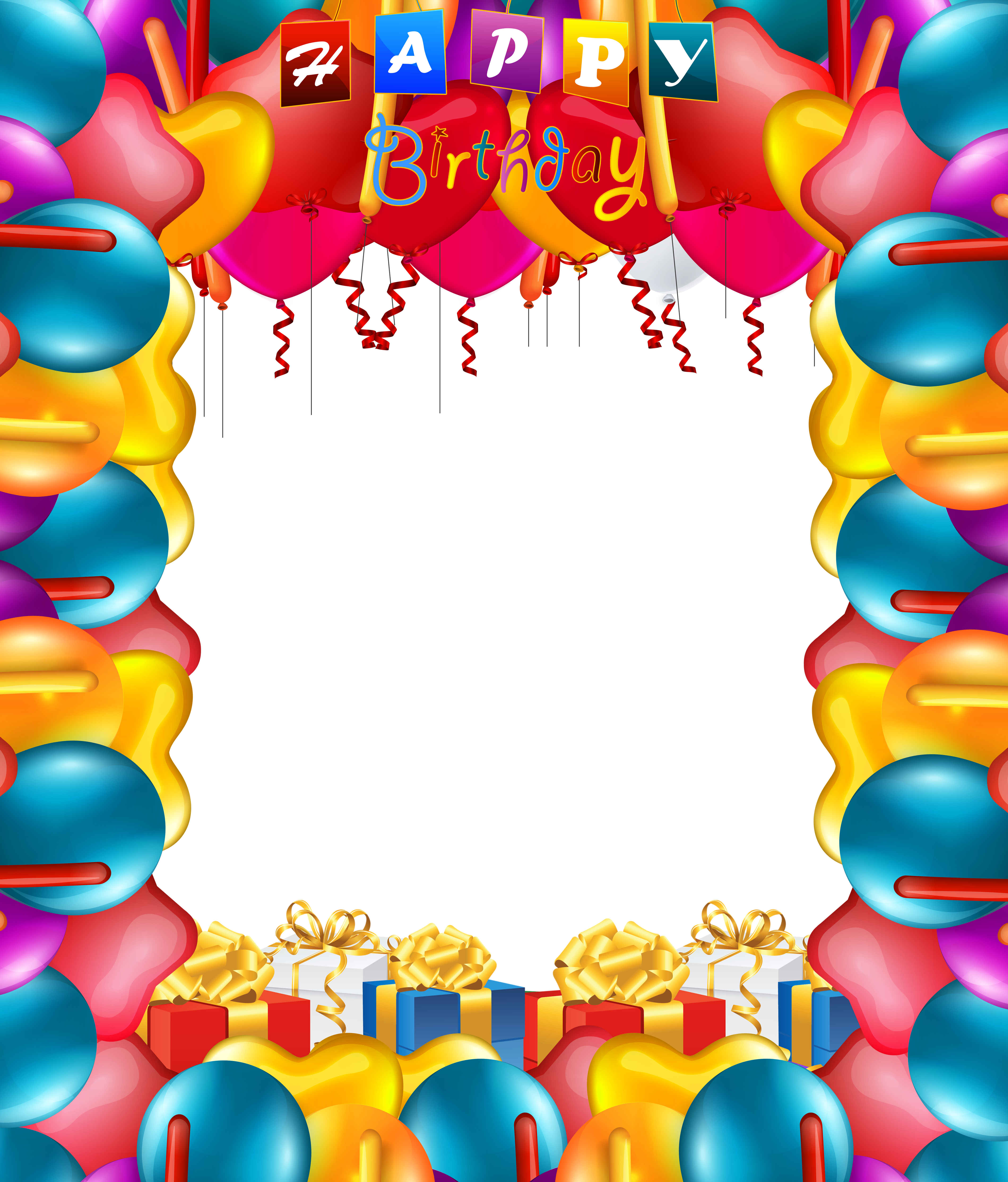 Happy Birthday Balloons Transparent PNG Frame