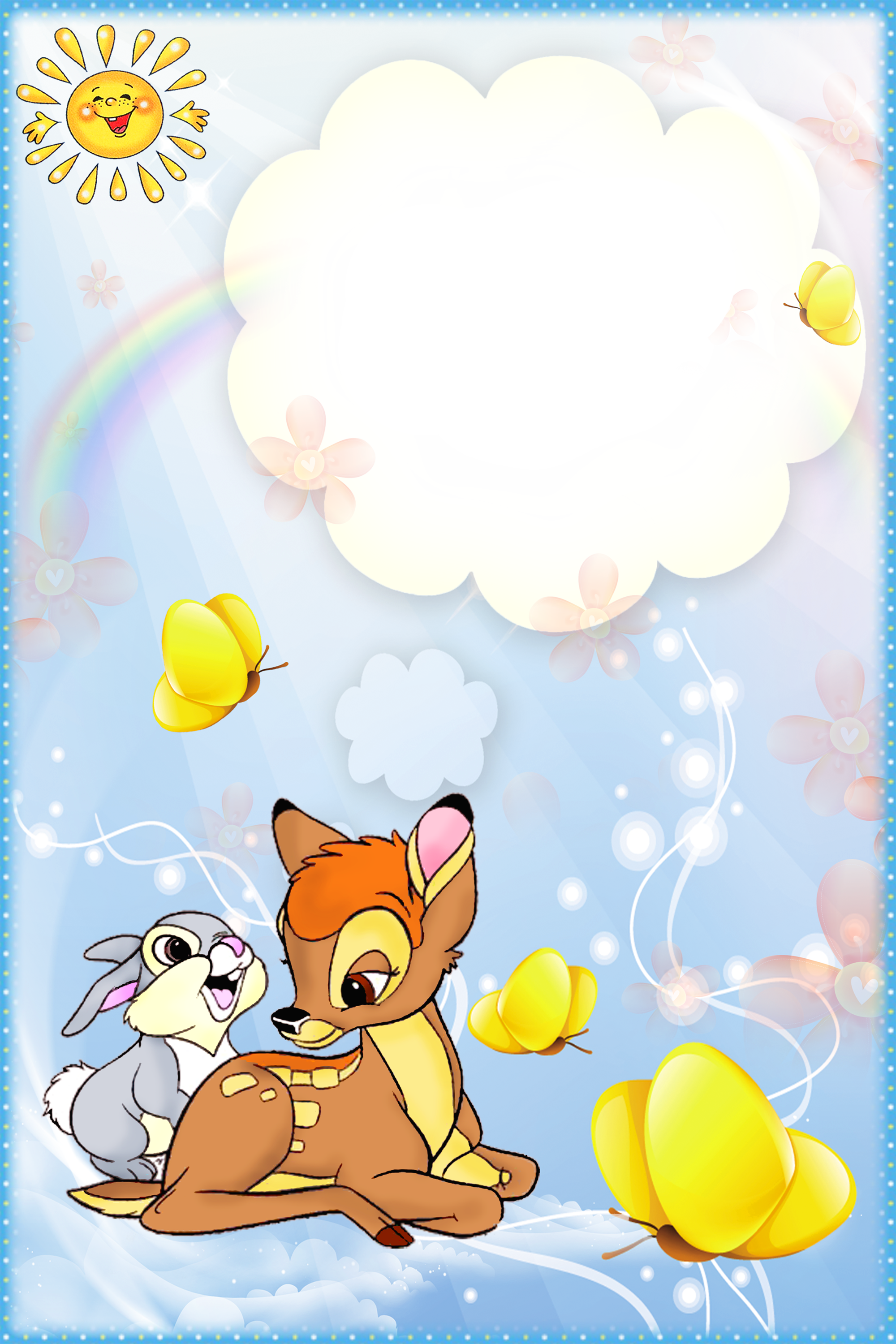 Kids Transparent PNG Frame with Rabbit and Deer | Gallery Yopriceville - High-Quality ...