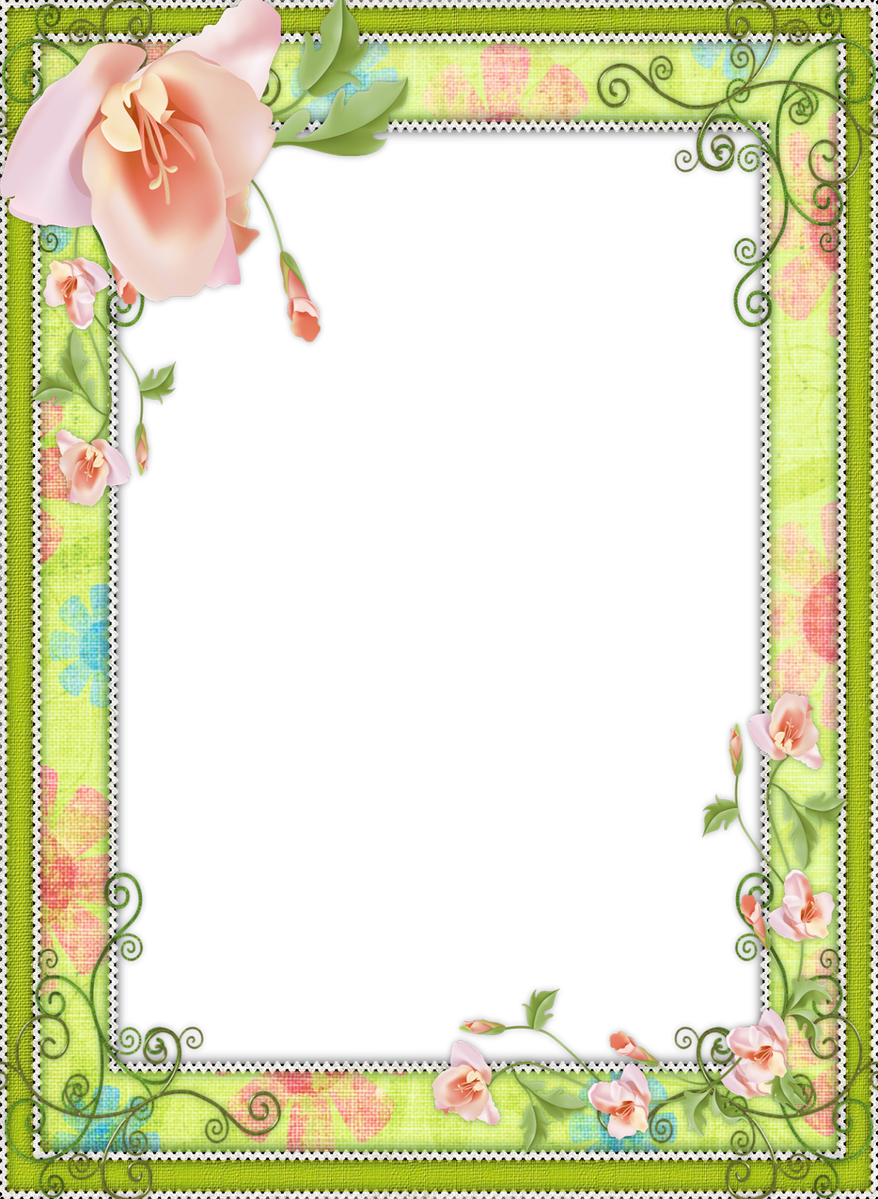 Light Green Transparent Flower Frame | Gallery Yopriceville - High