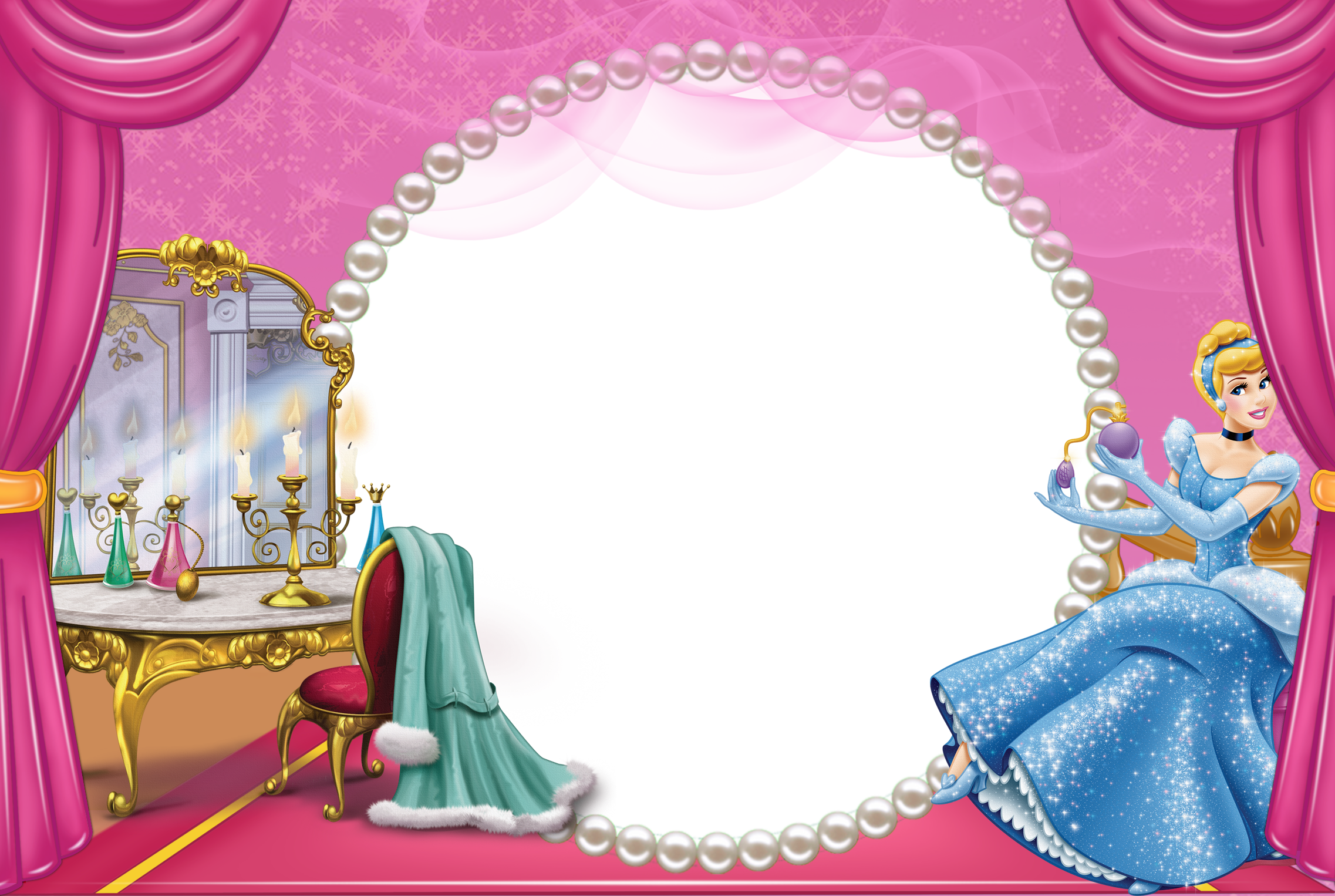 Pink Cute Kids Cinderella Transparent PNG Frame | Gallery Yopriceville