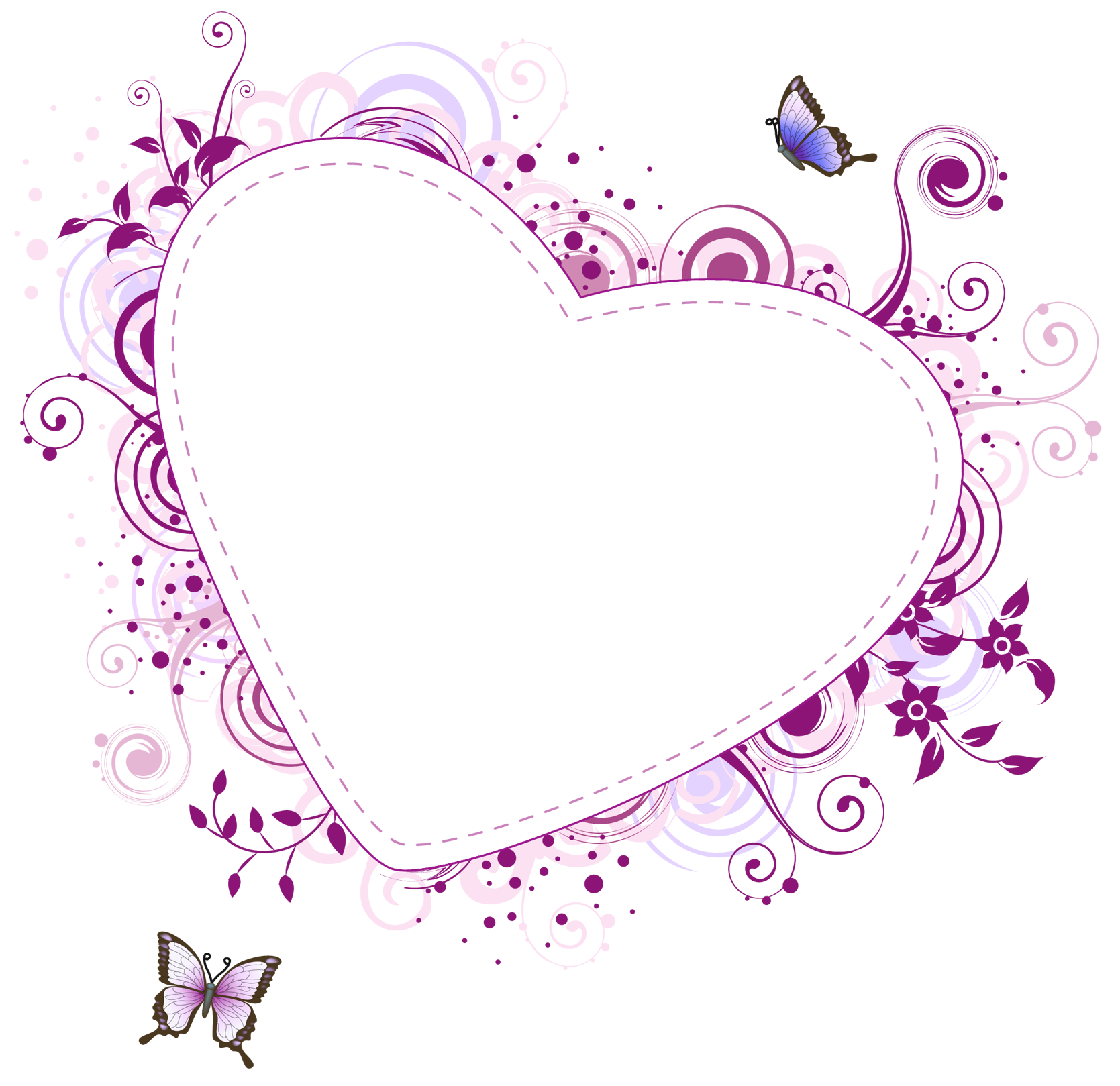 pink heart border clip art