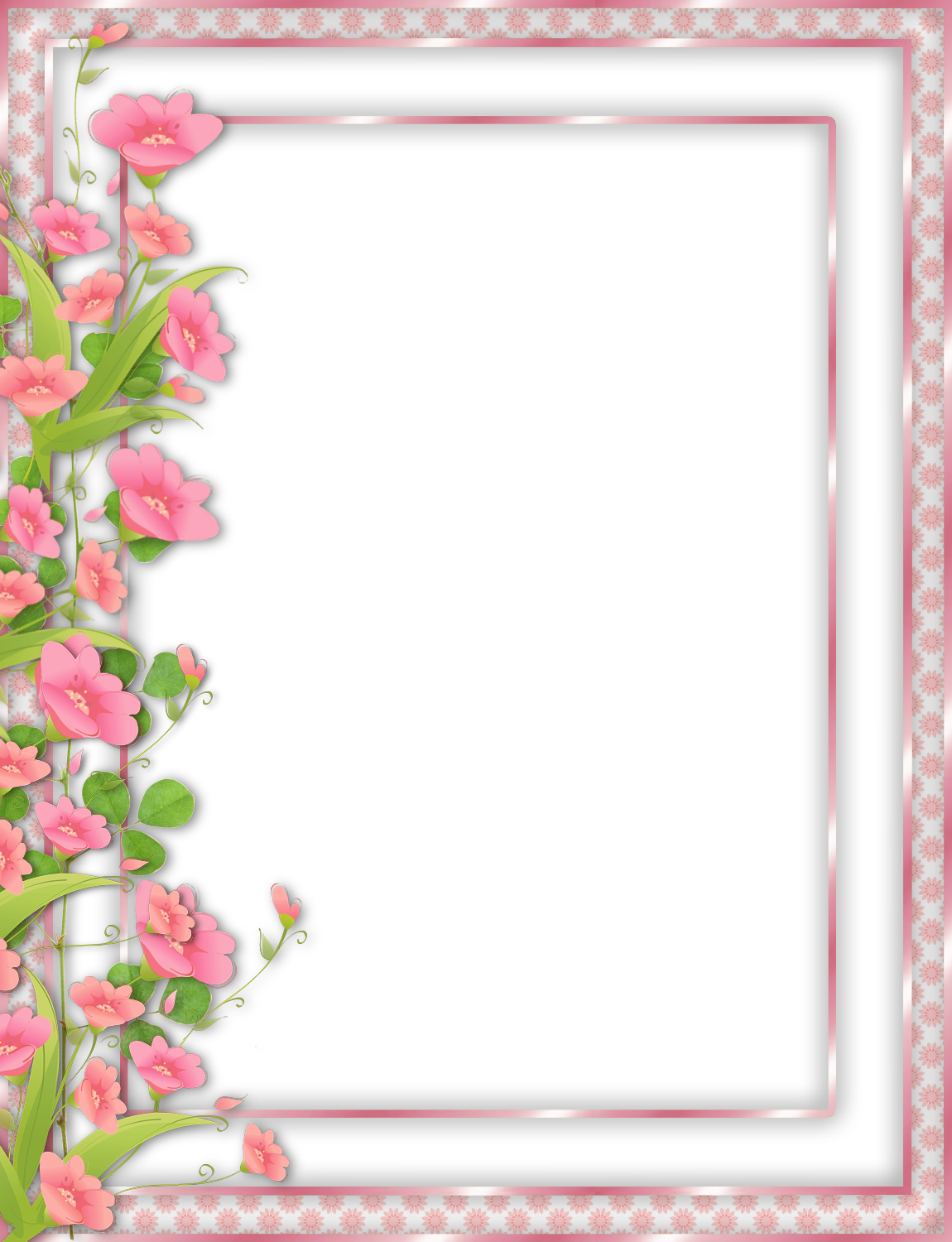 Pink Transparent PNG Frame with Flowers | Gallery Yopriceville - High