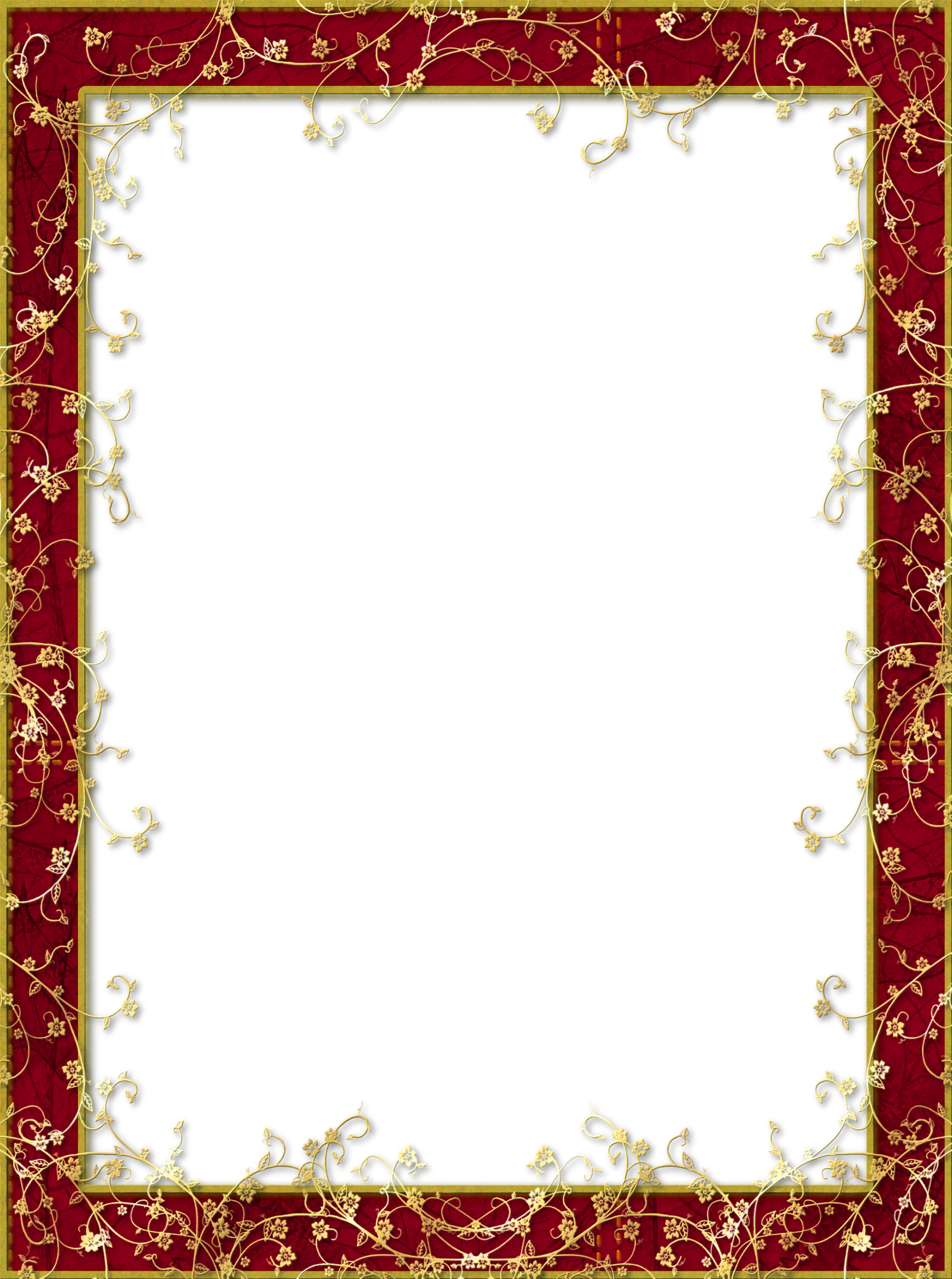 Red Transparent PNG Frame with Gold Flowers | Gallery Yopriceville ...