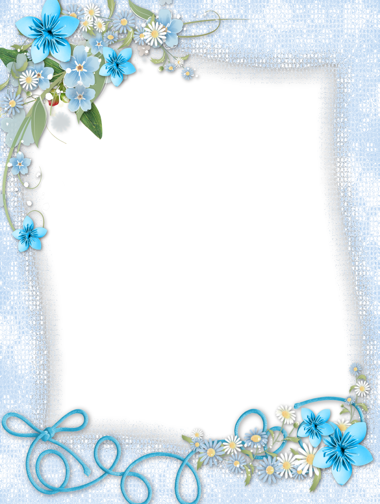 Transparent Blue PNG Frame with Flowers  Gallery 
