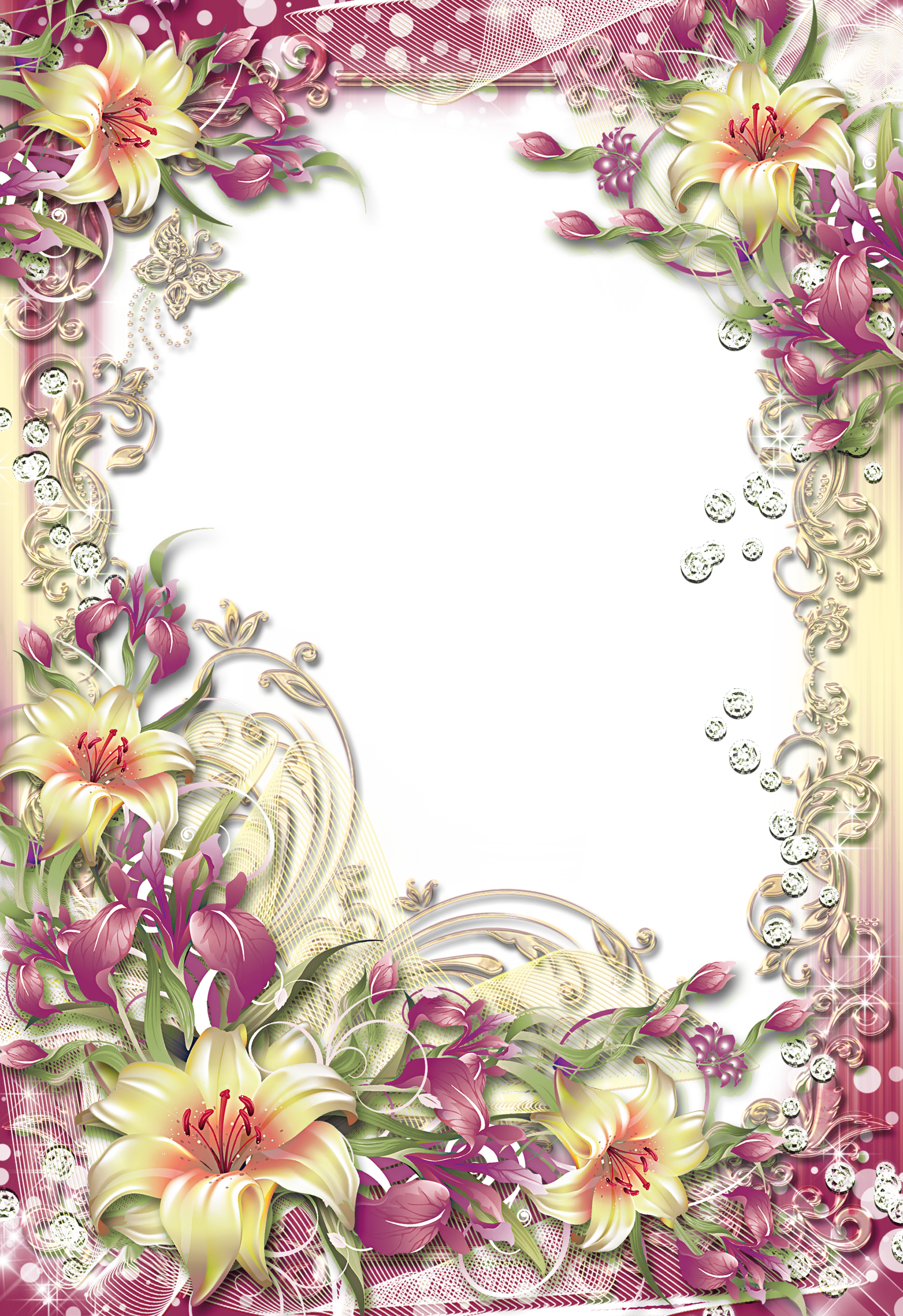 Transparent PNG Photo Frame with Yellow Flowers | Gallery Yopriceville