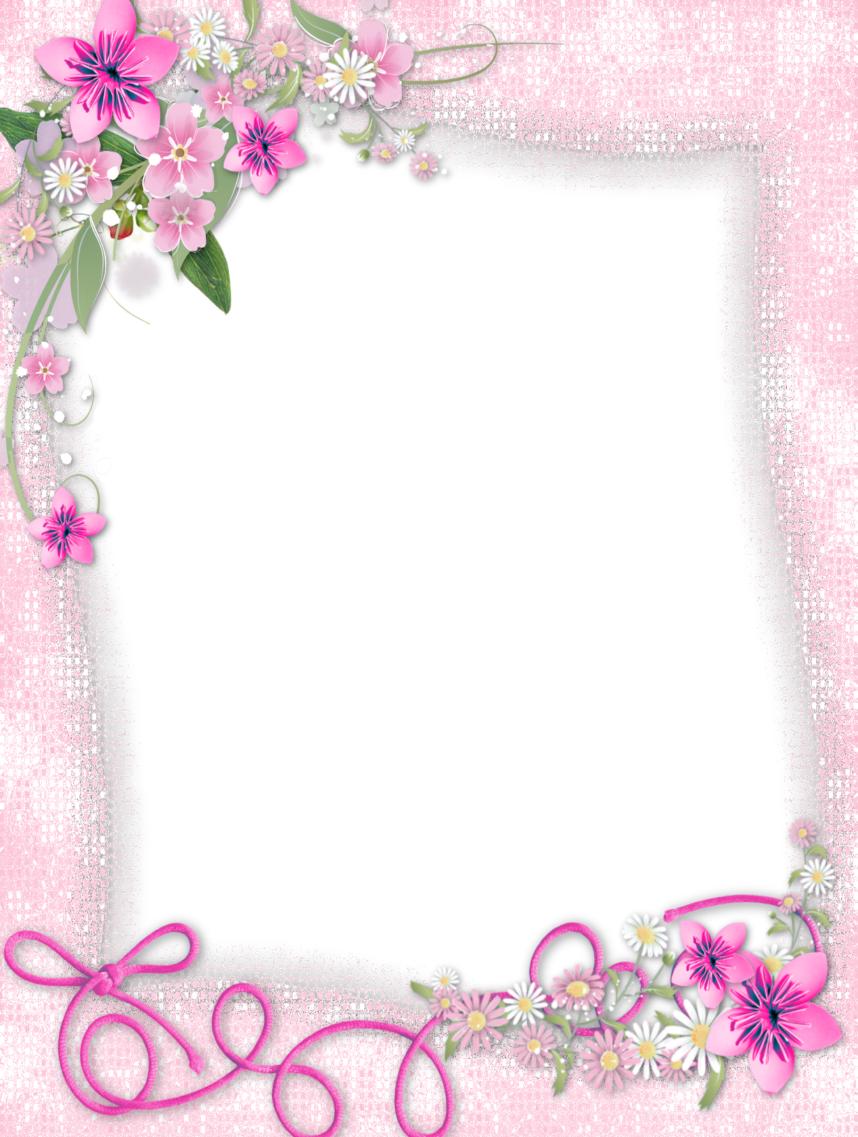 Transparent Pink PNG Frame with Flowers | Gallery Yopriceville - High