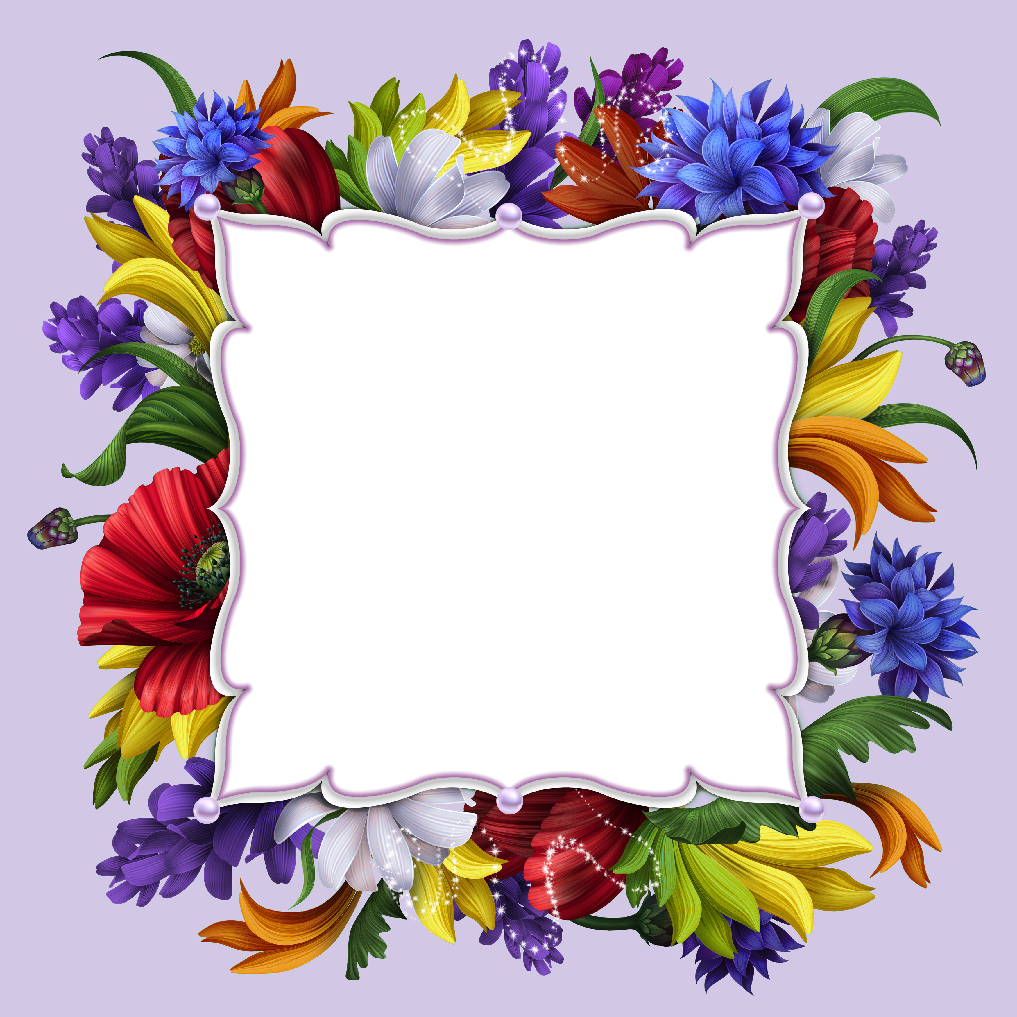 Transparent Purple Floral Frame | Gallery Yopriceville - High-Quality