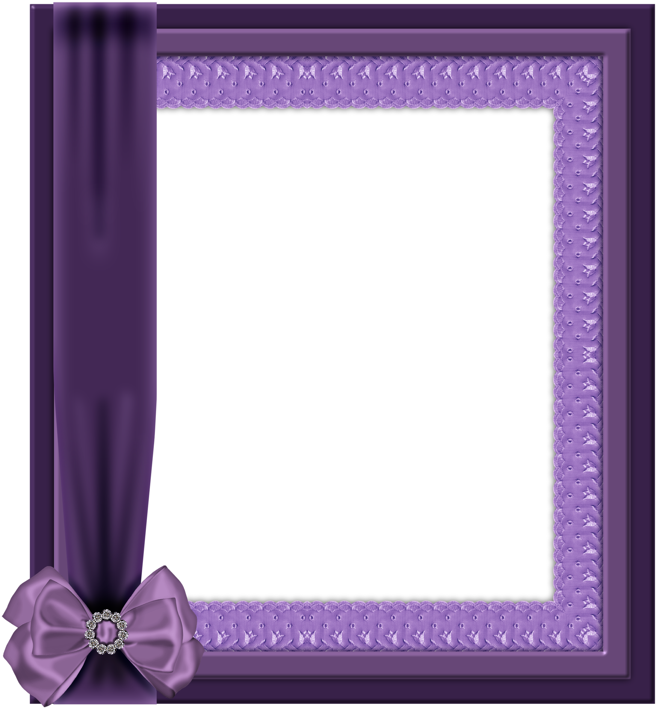 Violet Transparent PNG Frame with Bow | Gallery Yopriceville - High