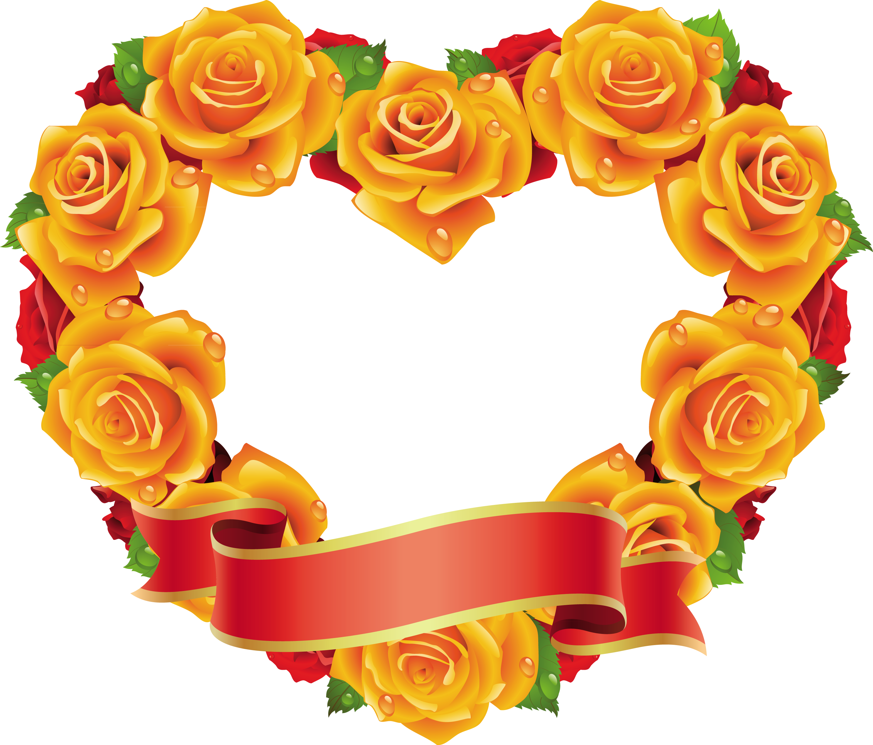 Yellow and Red Roses Heart Transparent Frame | Gallery ...