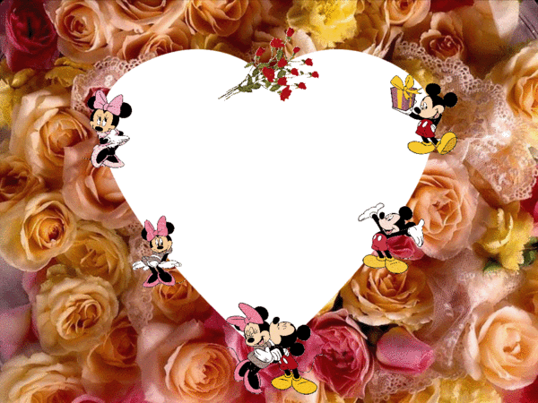 Animated hearts and roses Photo frame effect