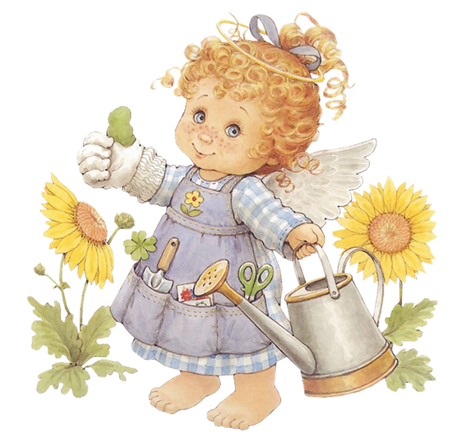 cute angel gardener with watering can free png clipart christmas tree watering can