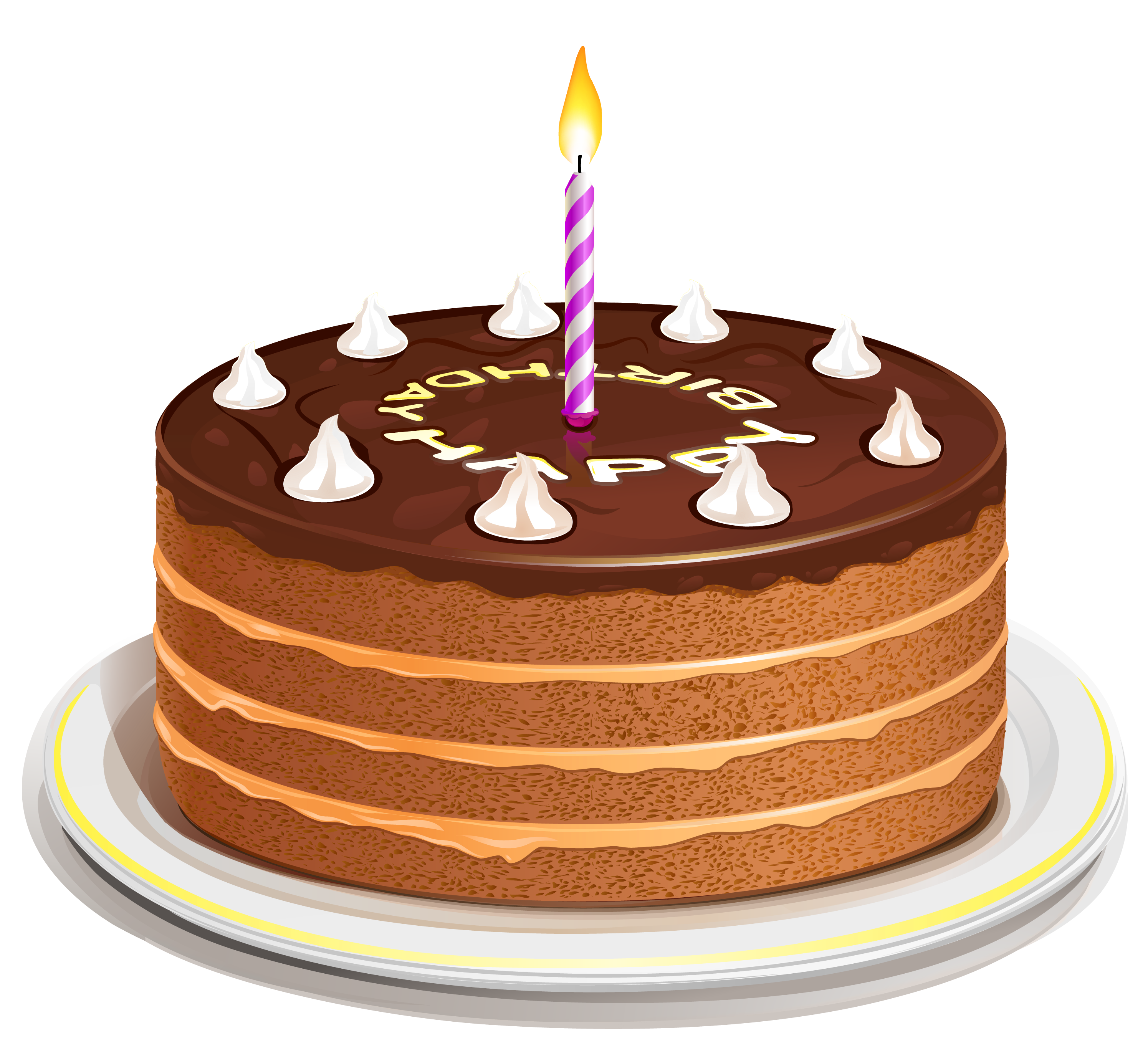 White Cake Blue Candle PNG - illustration - Clipart Cake PNG