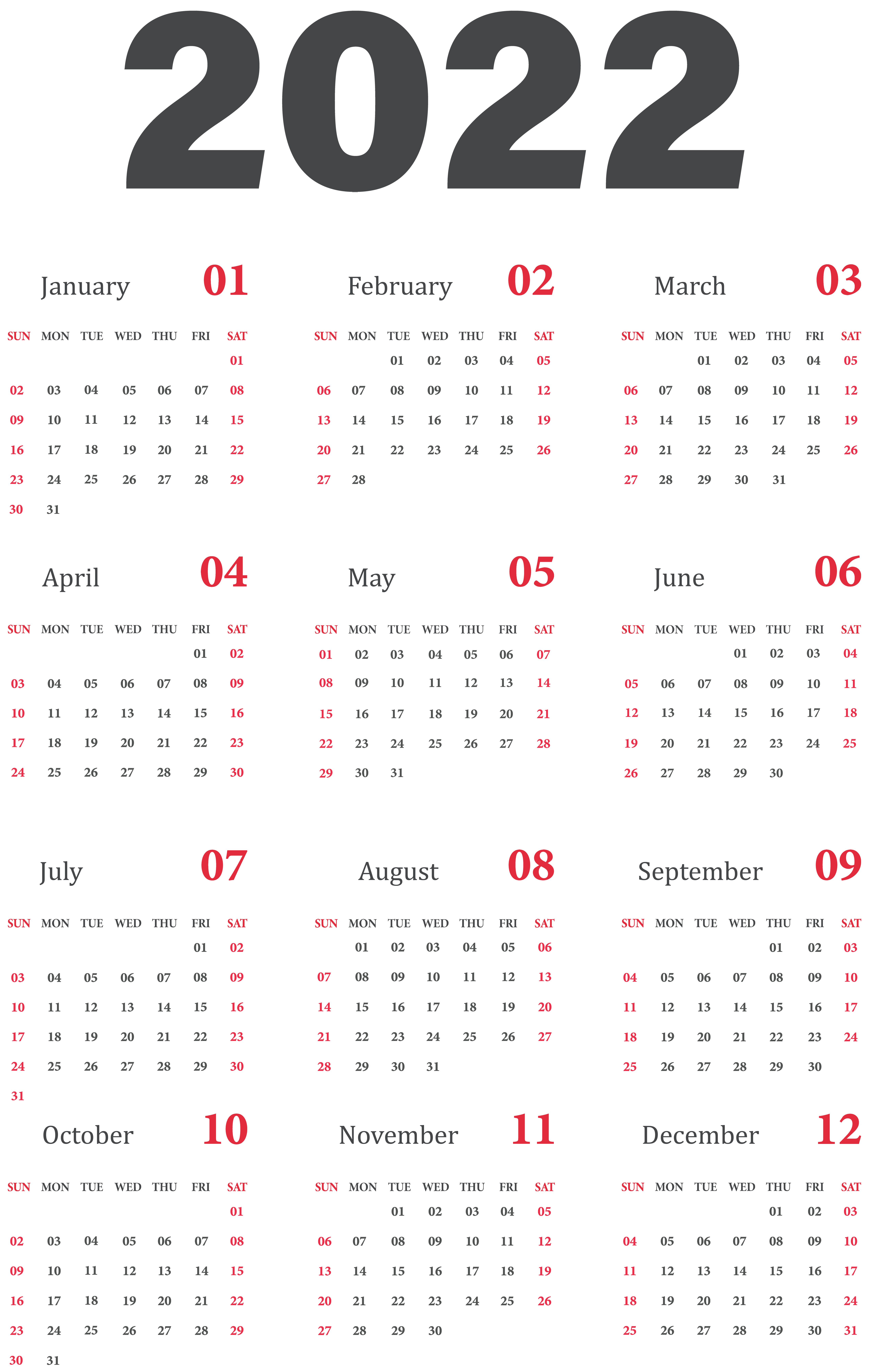 Full 2022 Calendar 2022 Calendar Us Transparent Clipart​ | Gallery Yopriceville - High-Quality  Free Images And Transparent Png Clipart
