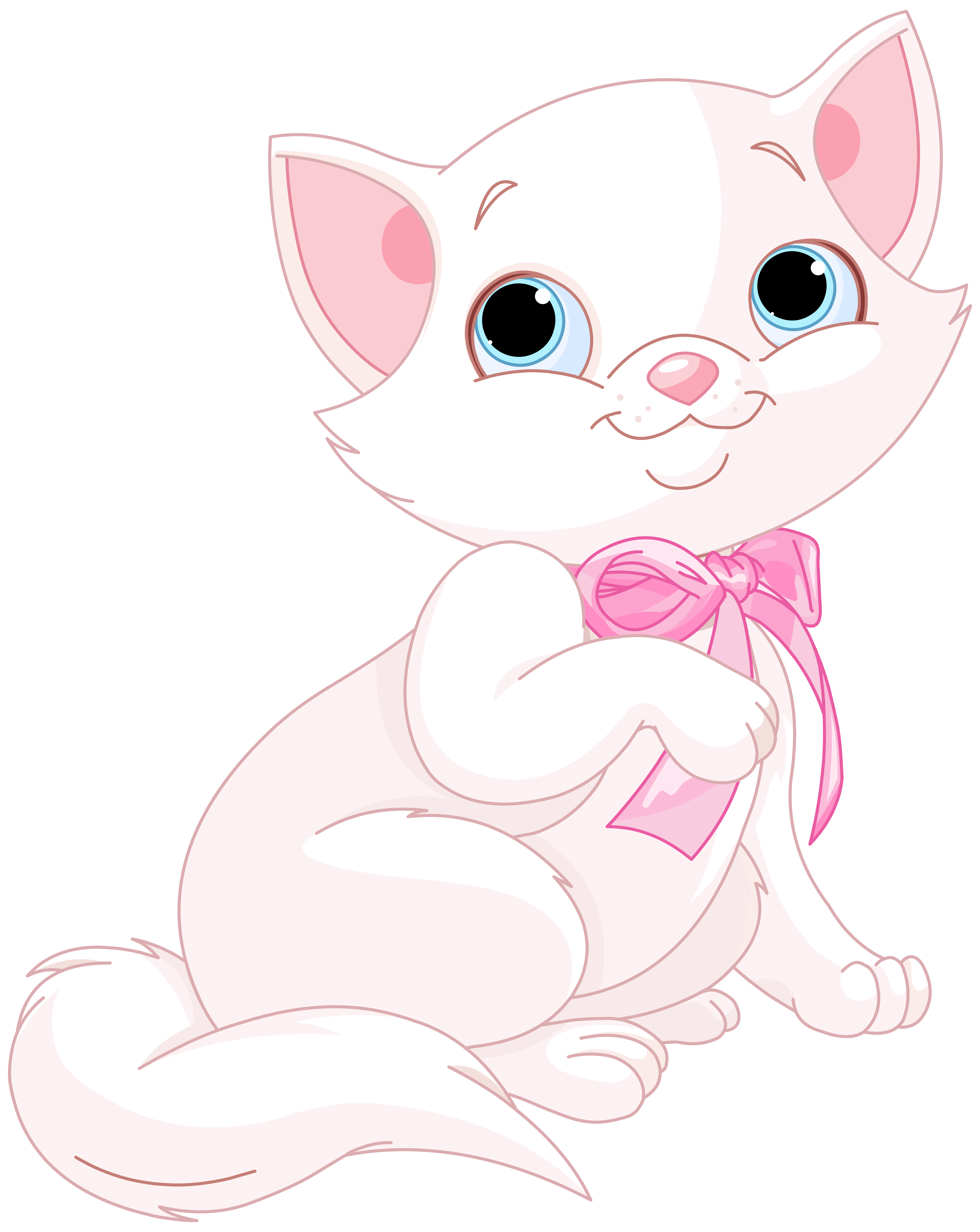 Cute Pink and White Cat PNG Clipart Image | Gallery ...