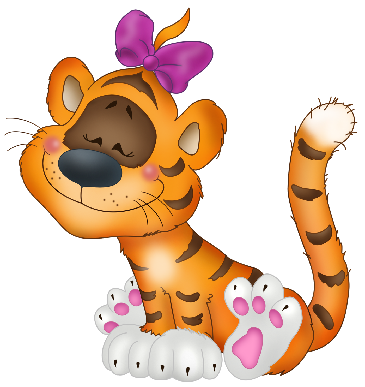 tiger with bow cartoon free clipart